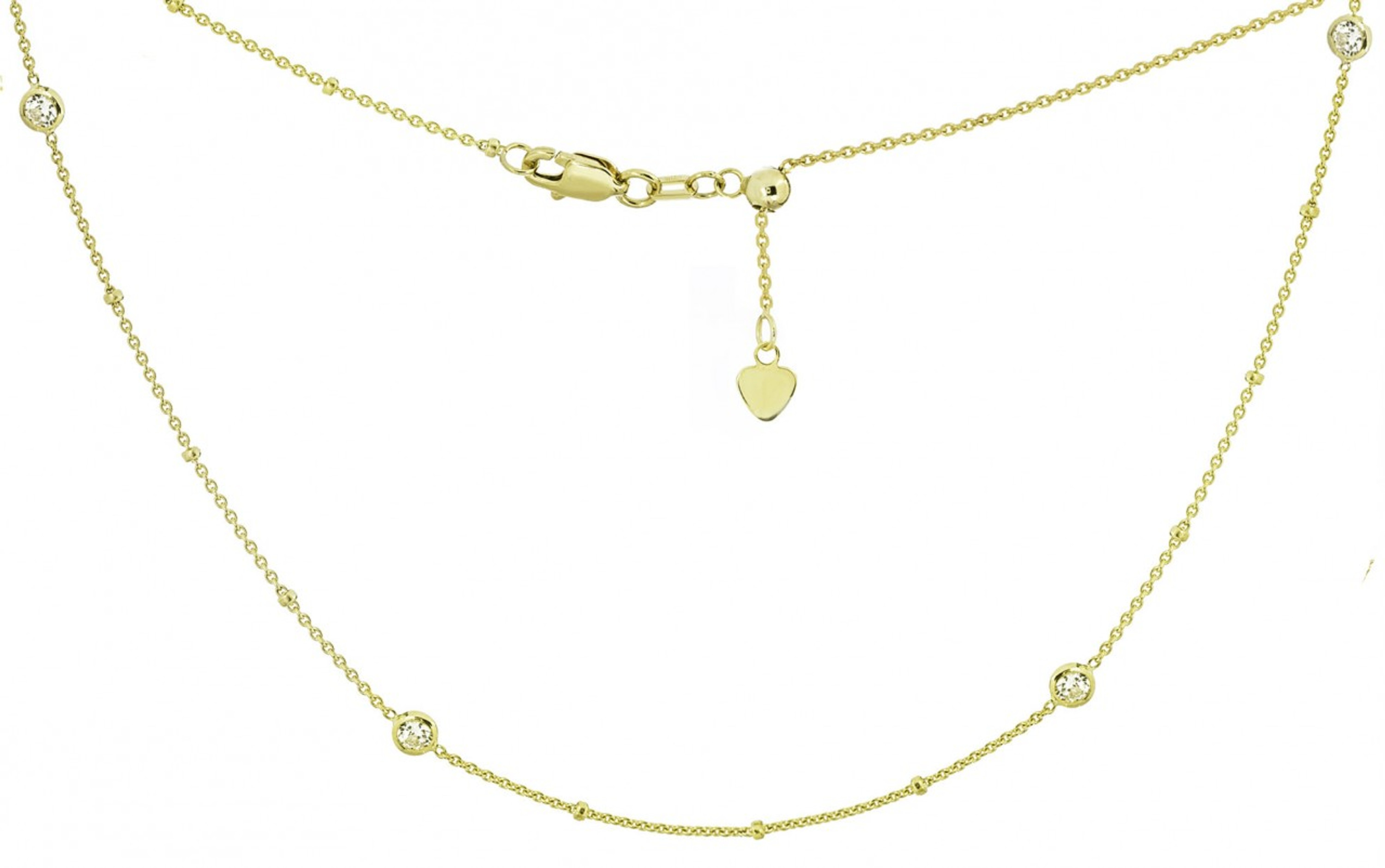 14k Gold 3.5mm Cz Choker Adjustable Necklace 16" 14k Gold 3.5mm Cz Choker Adjustable Necklace 16"