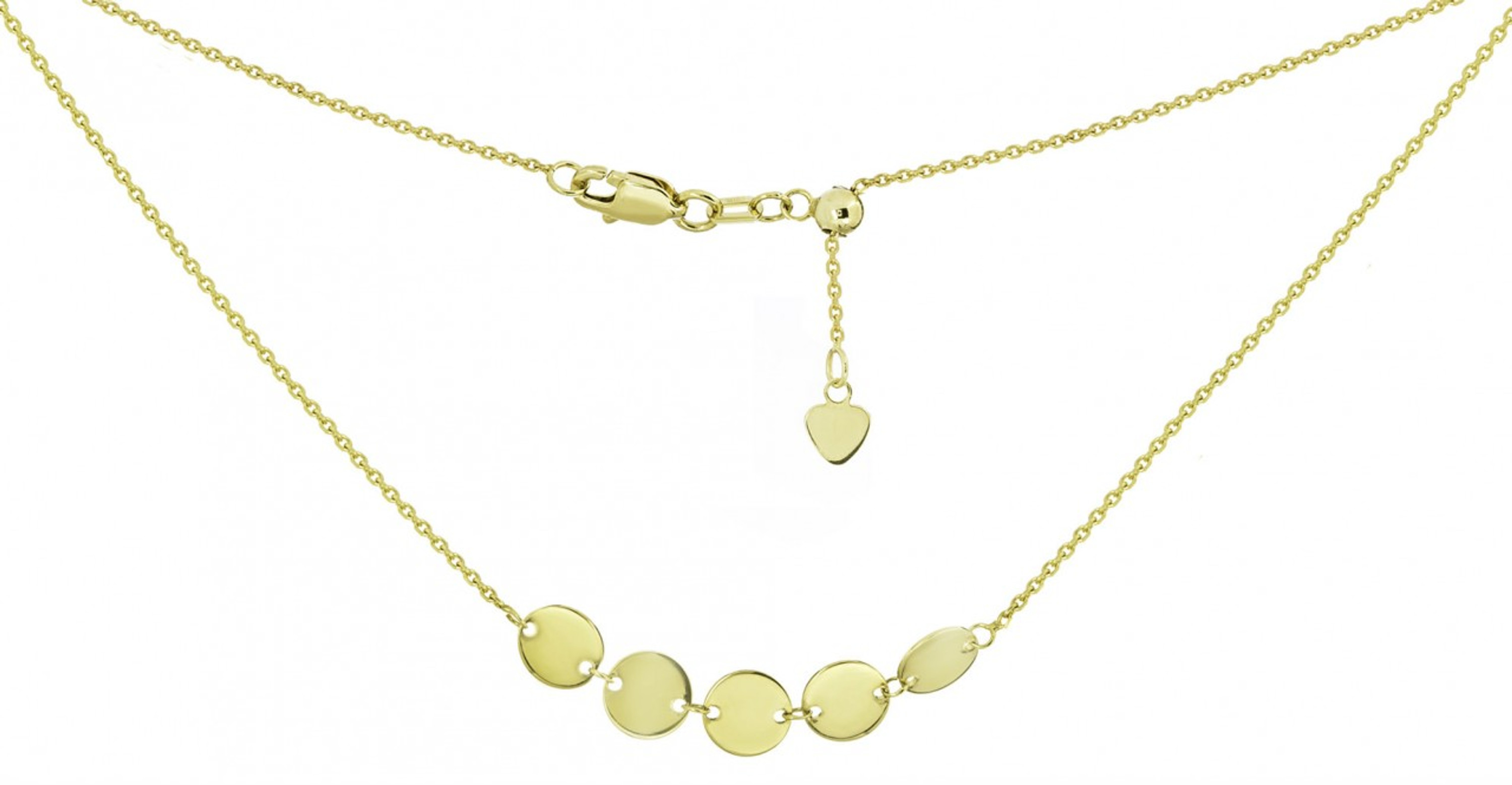 14k Gold 5 Disk Choker Adjustable Necklace 16" 14k Gold 5 Disk Choker Adjustable Necklace 16"