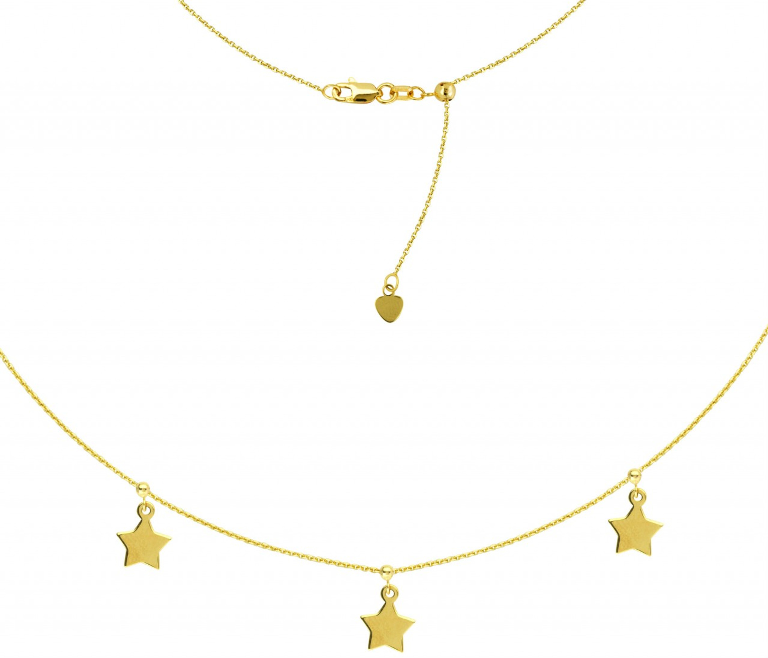 14k Gold 3 Star Choker Adjustable Necklace 16" 14k Gold 3 Star Choker Adjustable Necklace 16"