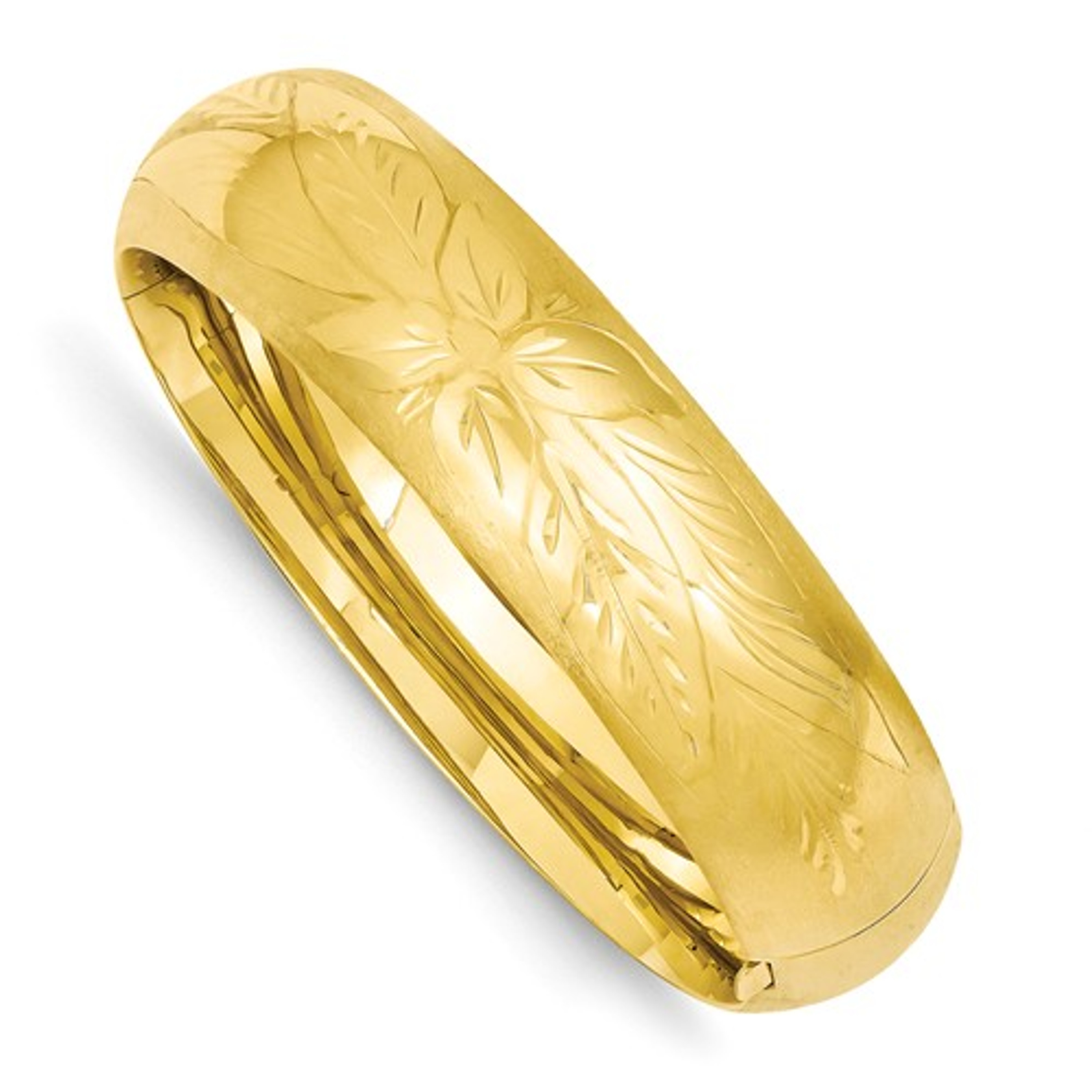 14k Gold 17mm High Polished Hollow Hinged Bangle 7.5" 14k Gold 17mm High Polished Hollow Hinged Bangle 7.5"