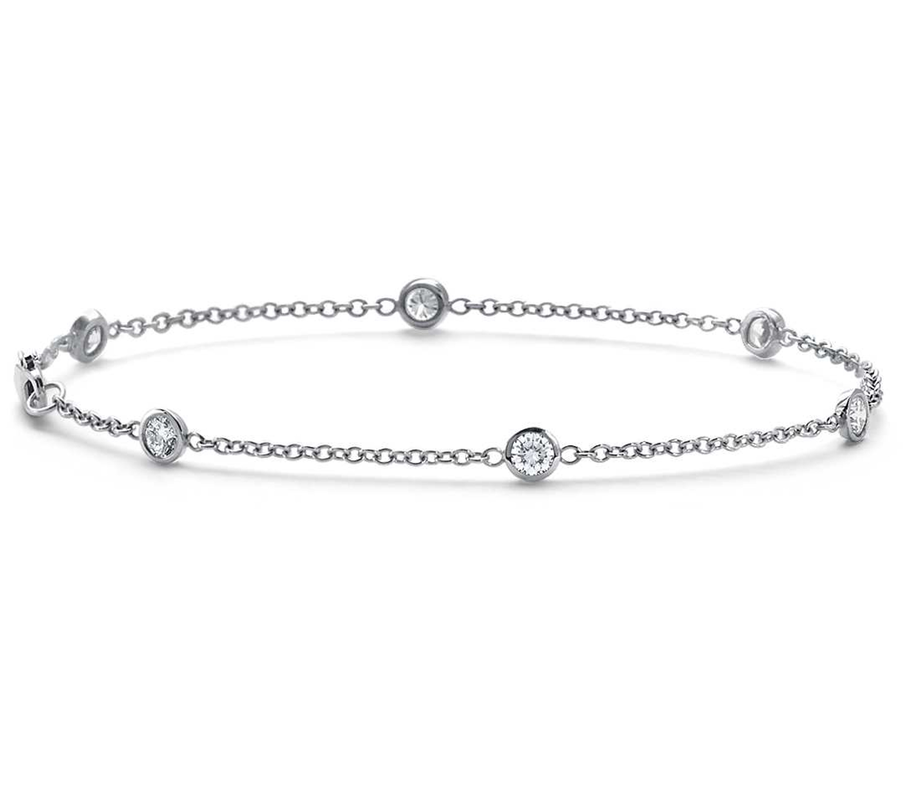 14k White Gold Diamonds by The Yard Anklet 6 diamonds total weight 0.30ct 9.0" 14k White Gold Diamonds by The Yard Anklet 6 diamonds total weight 0.30ct 9.0"