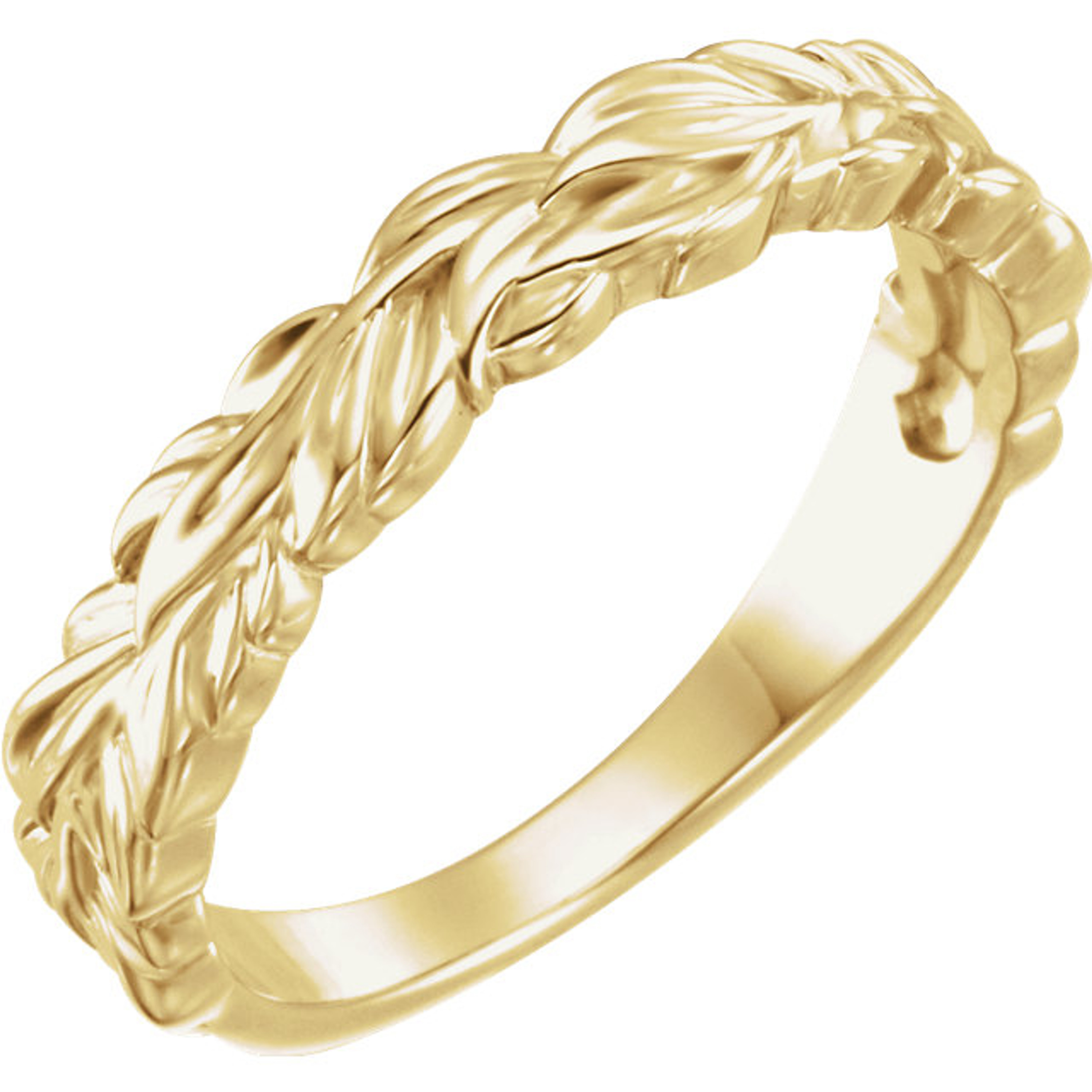 14K Yellow Gold 4mm wide Leaf Pattern Stackable Rings 14K Yellow Gold 4mm wide Leaf Pattern Stackable Rings