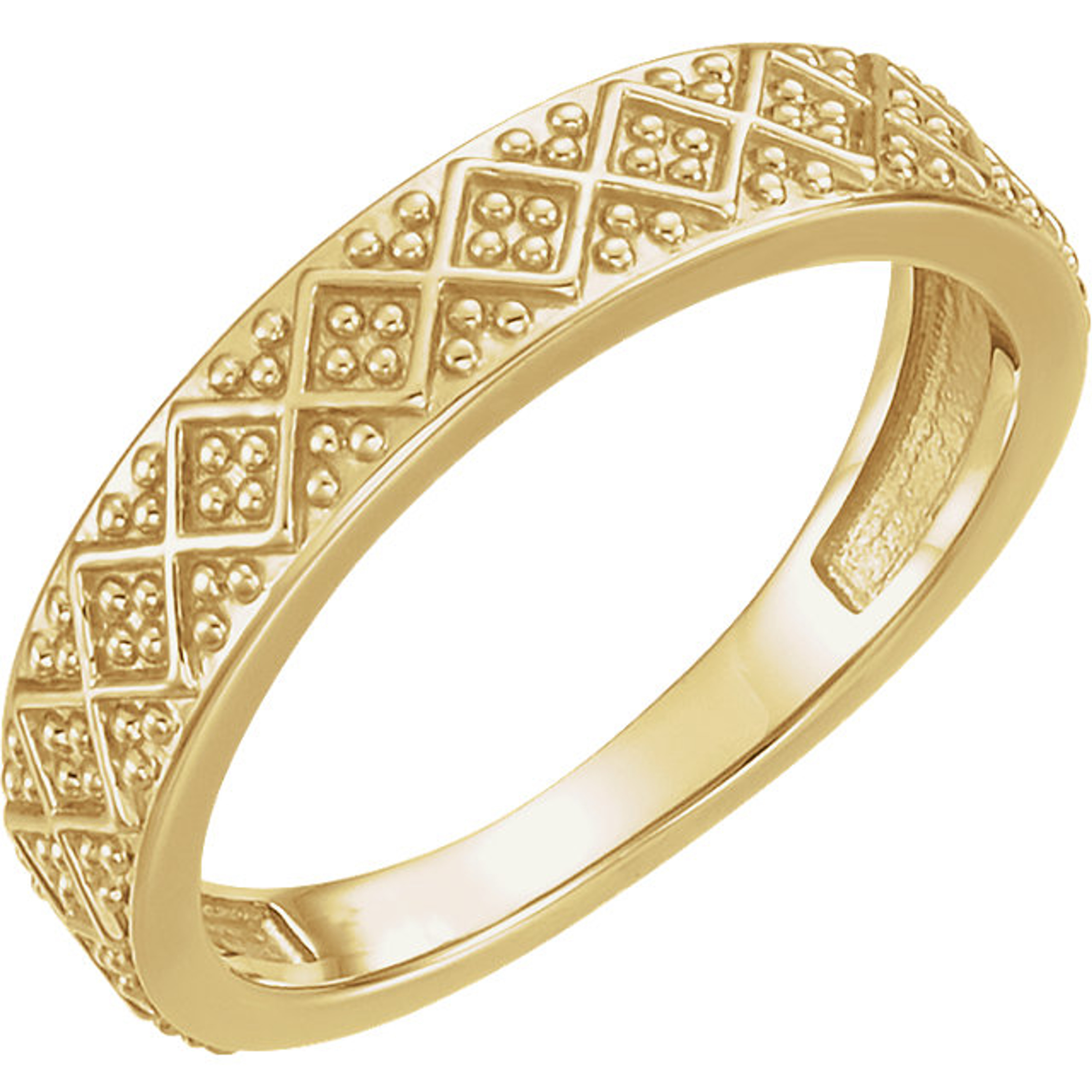 14K Yellow Gold 4.4mm wide Double Pattern Stackable Rings 14K Yellow Gold 4.4mm wide Double Pattern Stackable Rings