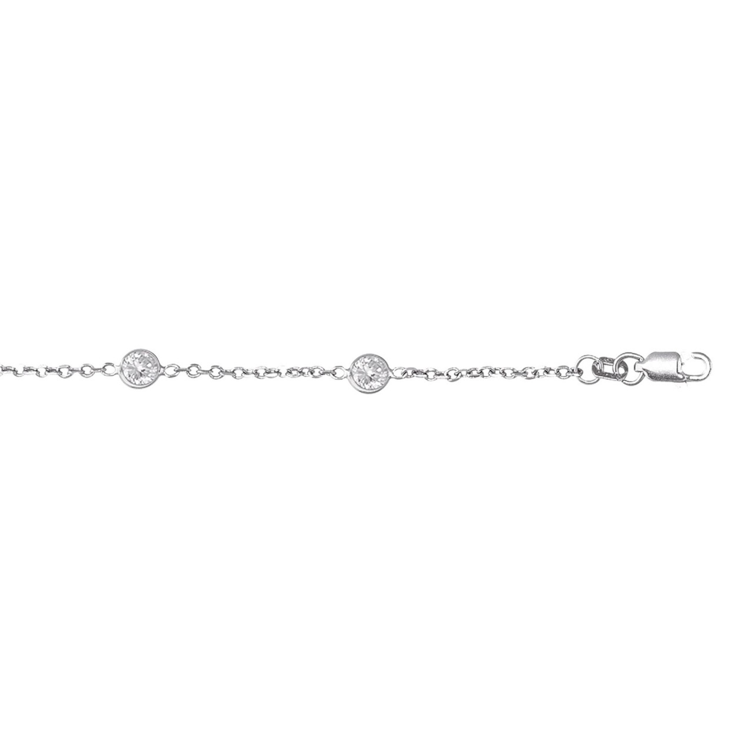 14k White Gold Cz by The Yard Bezel-Set Necklace 18" 14k White Gold Cz by The Yard Bezel-Set Necklace 18"
