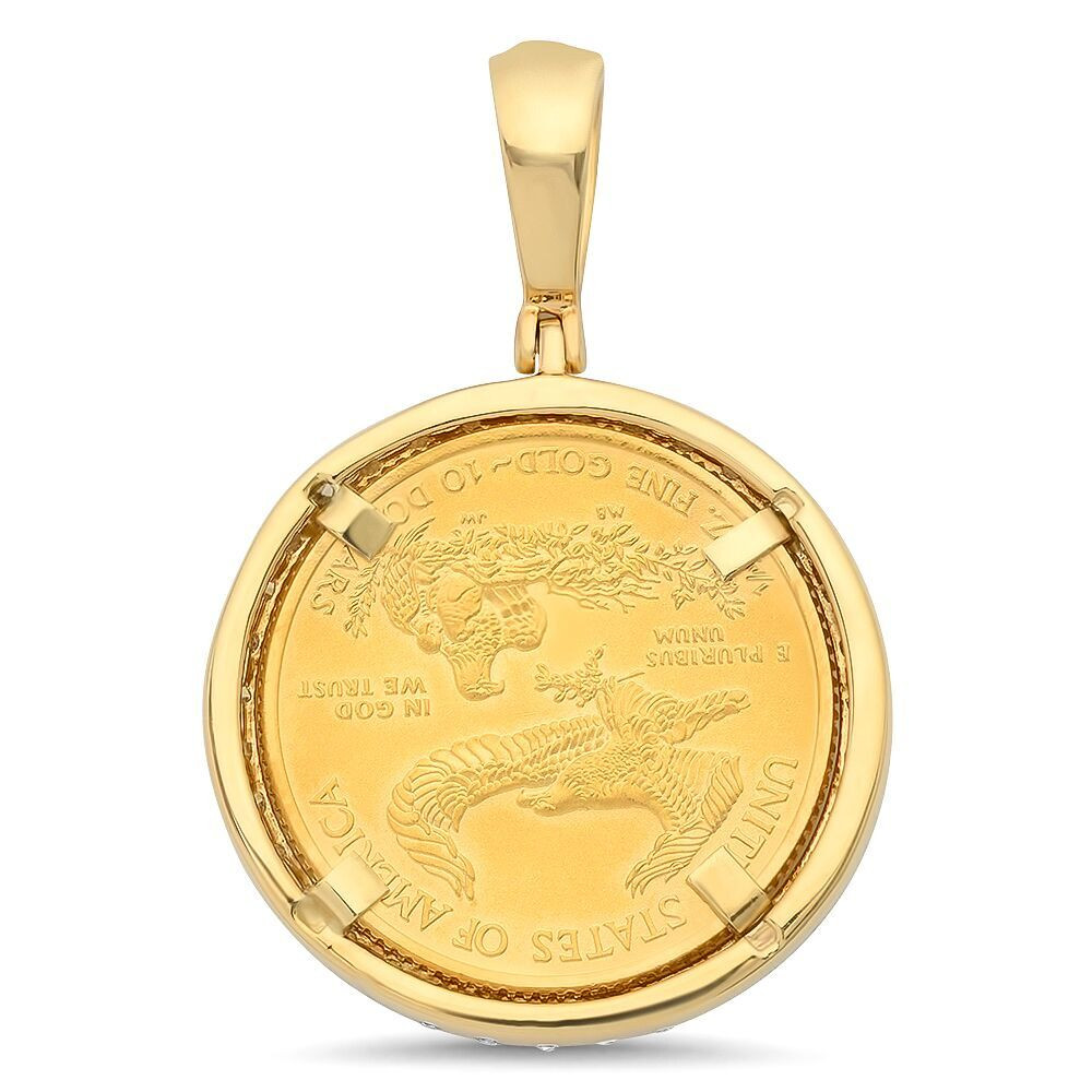 14k Gold 1/4 Oz American Eagle Coin 1.35 Ctw. Diamond Pendant