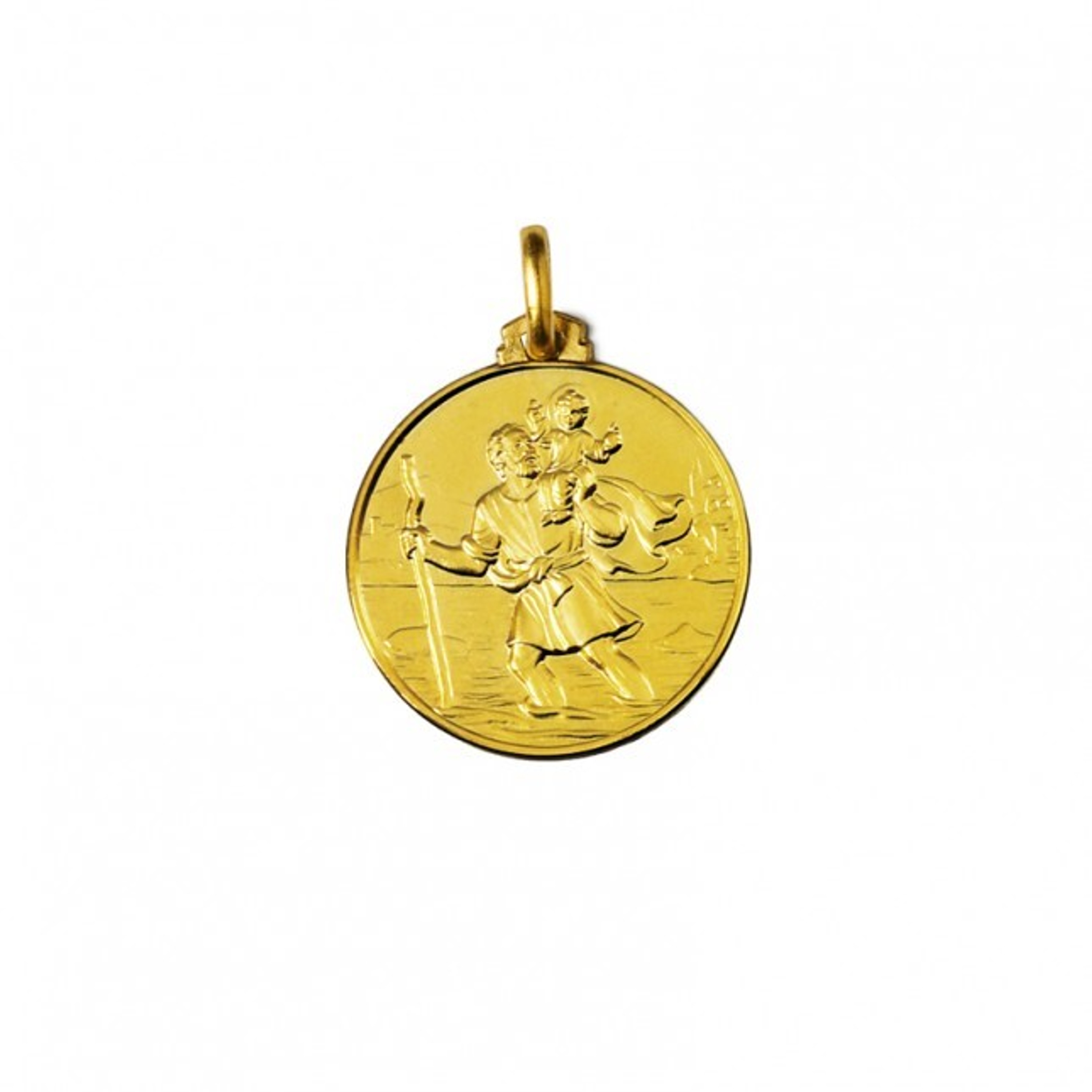 18kt Yellow Gold 21.0 mm Round Saint Christopher Medal 18kt Yellow Gold 21.0 mm Round Saint Christopher Medal