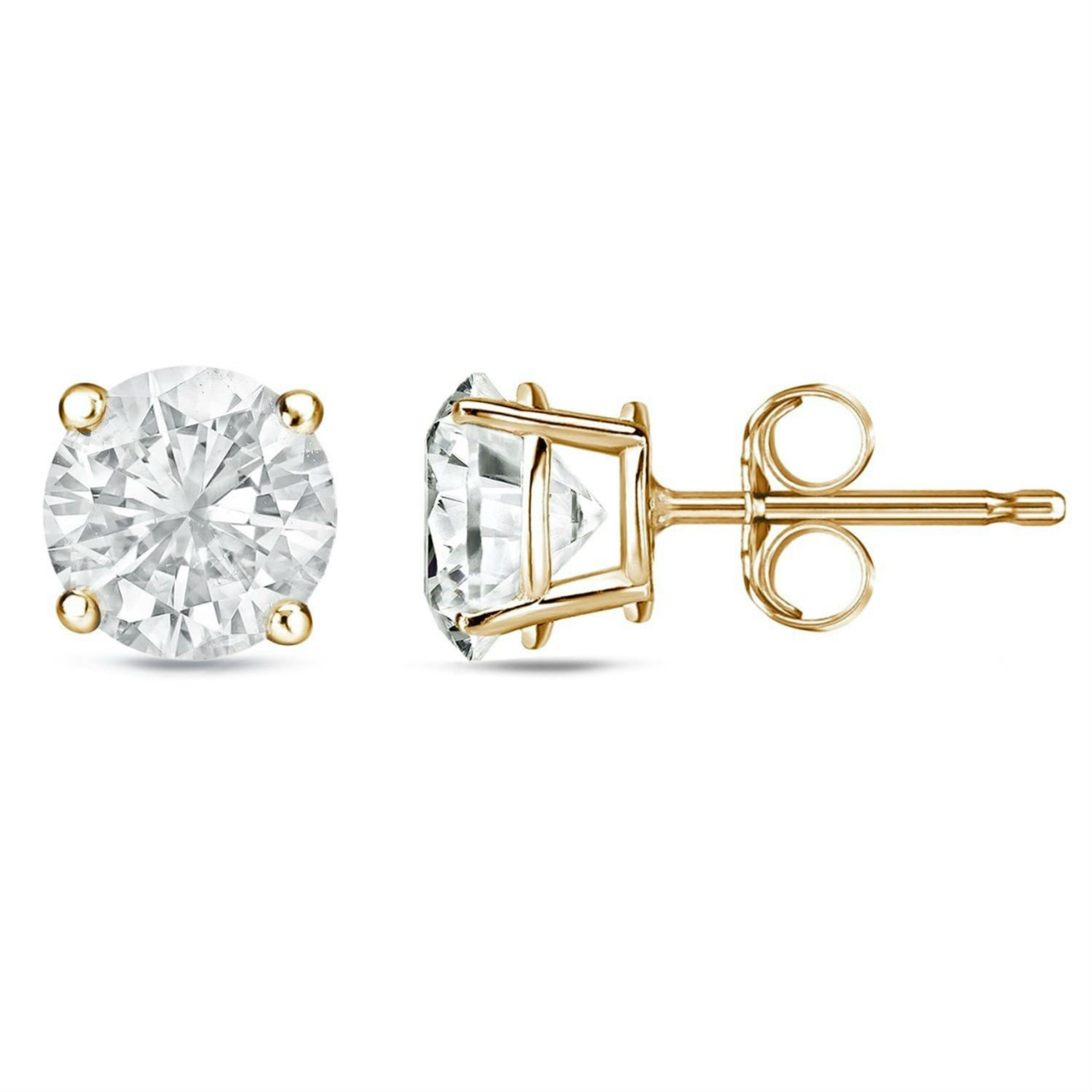 14k Yellow Gold 6.5mm Swarovski ( 2.00Ctw. ) Cubic Zirconium Earrings 14k Yellow Gold 6.5mm Swarovski ( 2.00Ctw. ) Cubic Zirconium Earrings