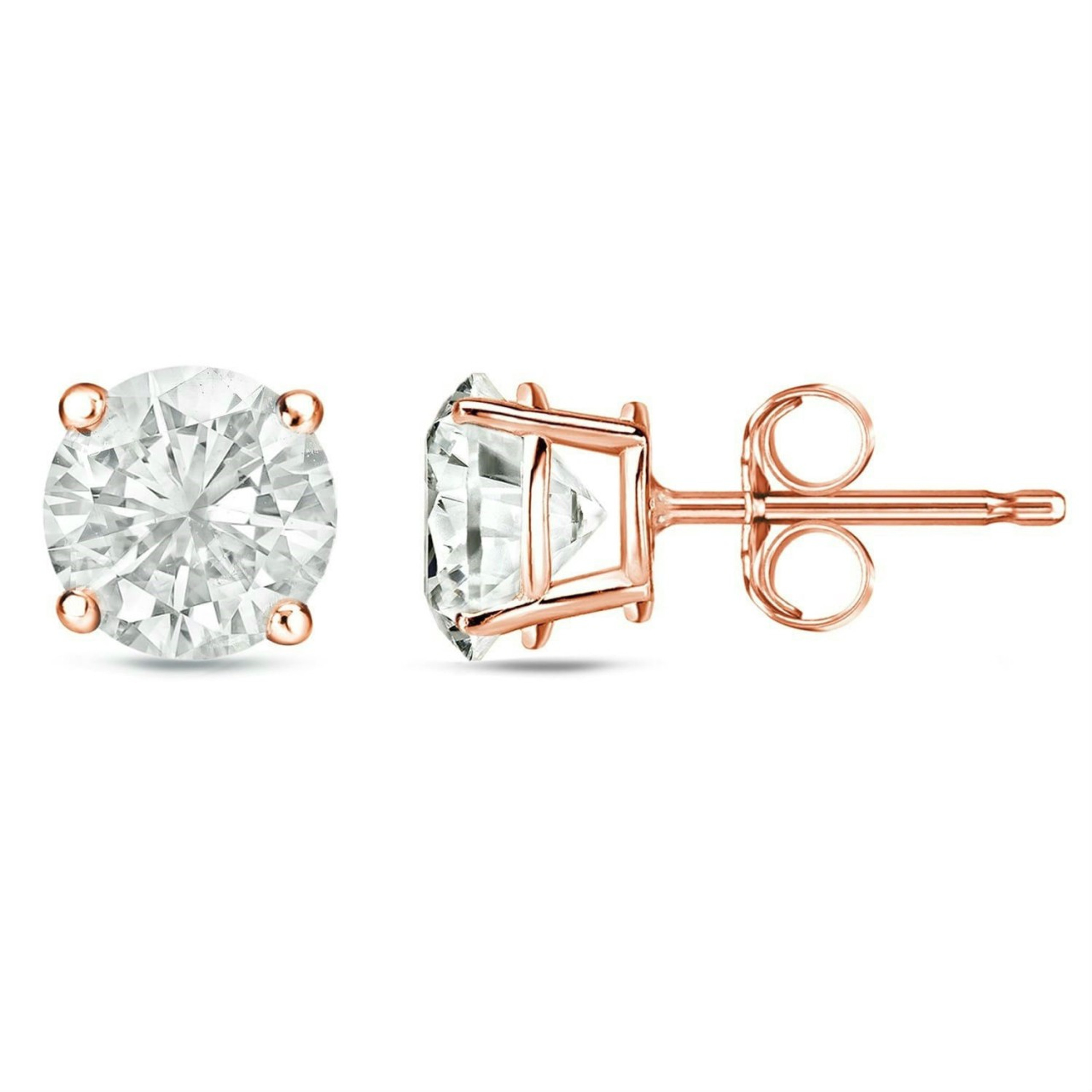 14k Rose Gold 6mm Swarovski ( 1.5 Ctw. ) Cubic Zirconium Earrings 14k Rose Gold 6mm Swarovski ( 1.5 Ctw. ) Cubic Zirconium Earrings