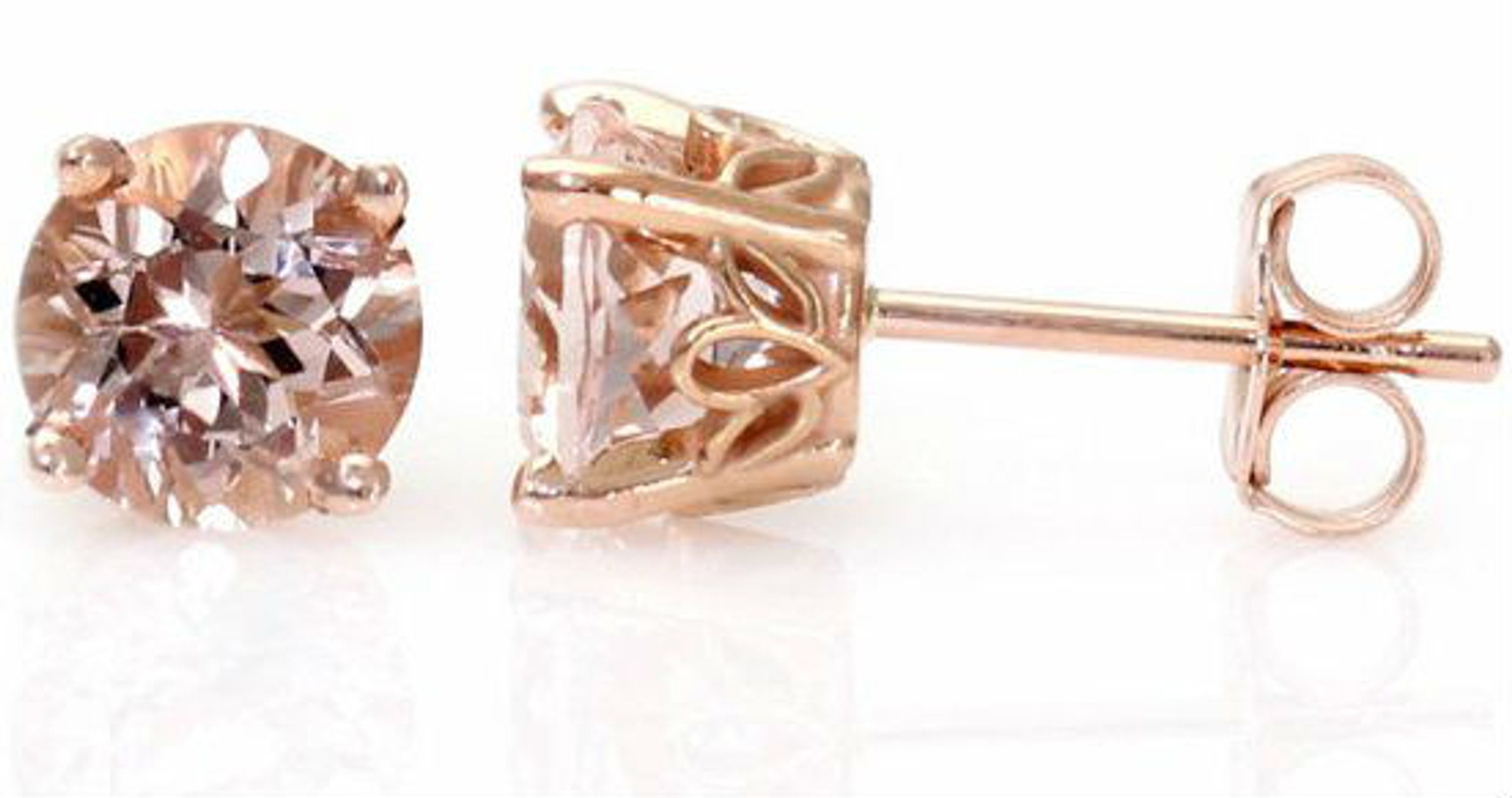14k Rose Gold 6mm Pink Swarovski ( 1.5 Ctw. ) Cubic Zirconium Earrings 14k Rose Gold 6mm Pink Swarovski ( 1.5 Ctw. ) Cubic Zirconium Earrings
