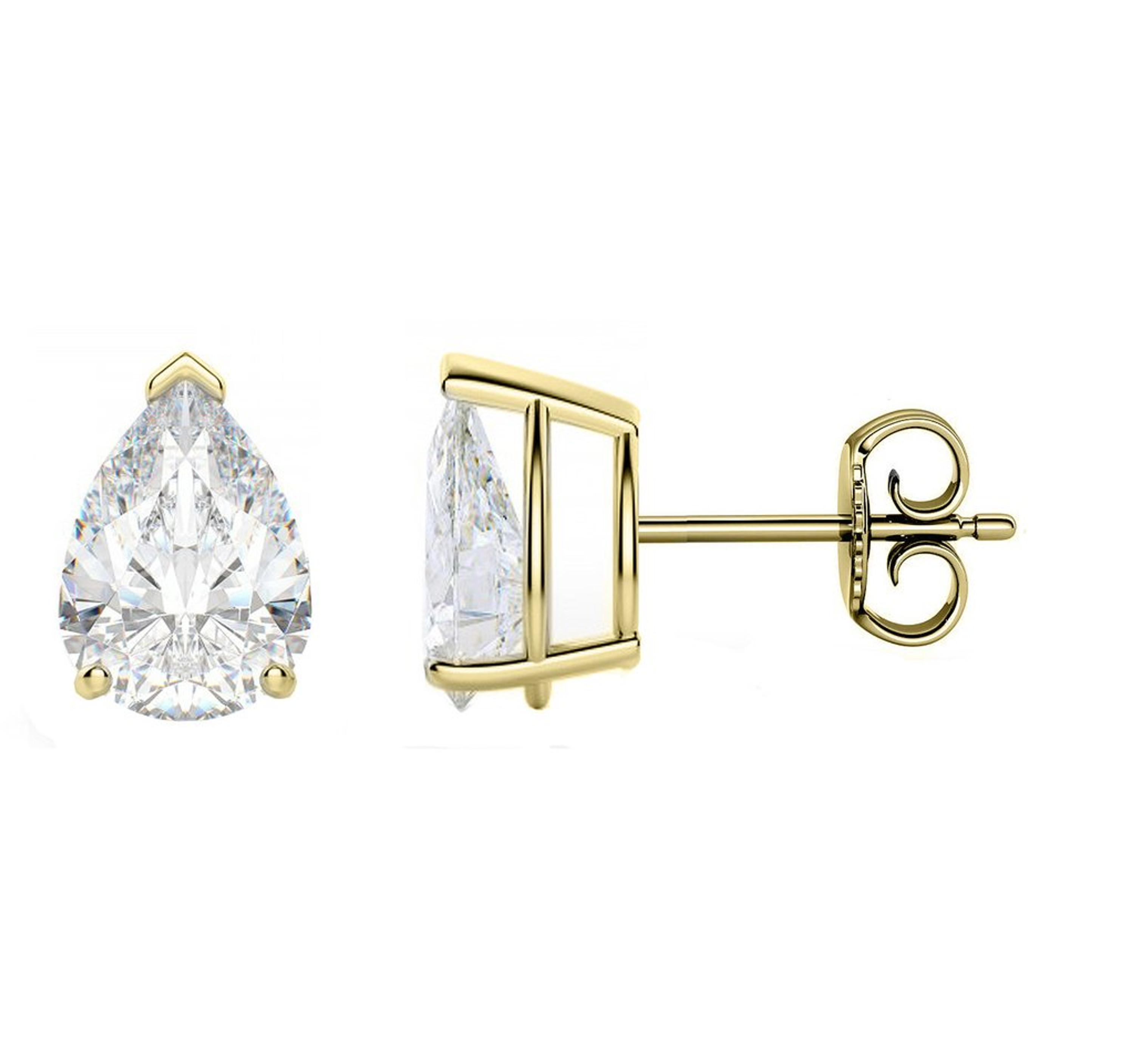 14k  Gold 6.0mm x 4.0mm Pear Swarovski ( 1.00 Ctw. ) Cubic Zirconium Earrings 14k  Gold 6.0mm x 4.0mm Pear Swarovski ( 1.00 Ctw. ) Cubic Zirconium Earrings