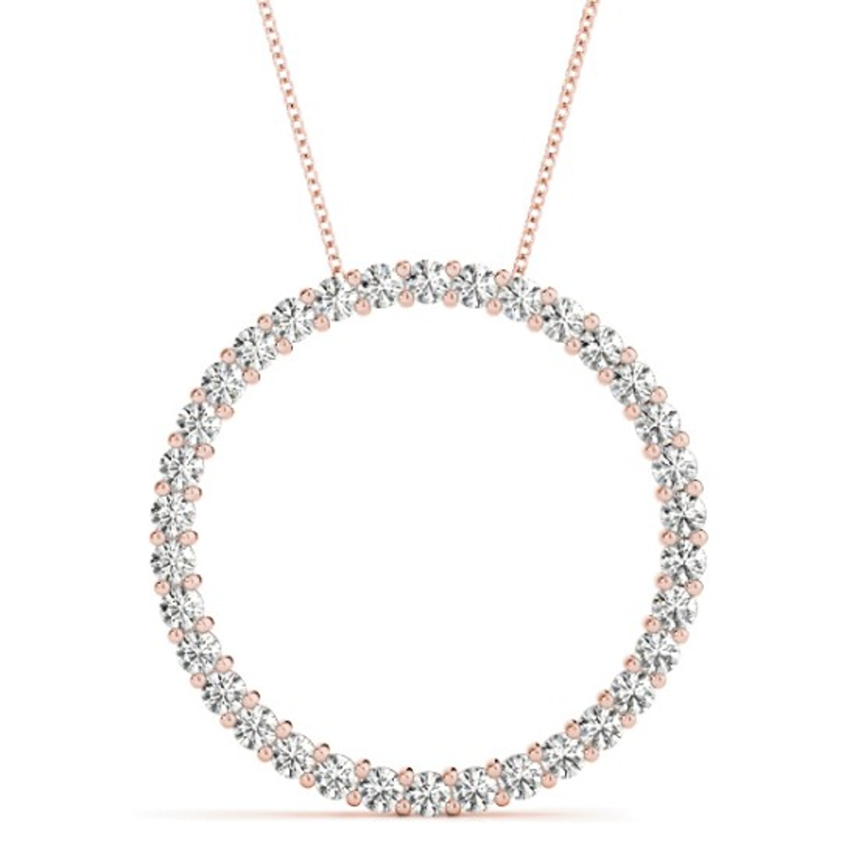 14k Rose Gold 1.50 ct Diamond Circle Of Love Necklace 30.0 mm 28 Stones 14k Rose Gold 1.50 ct Diamond Circle Of Love Necklace 30.0 mm 28 Stones