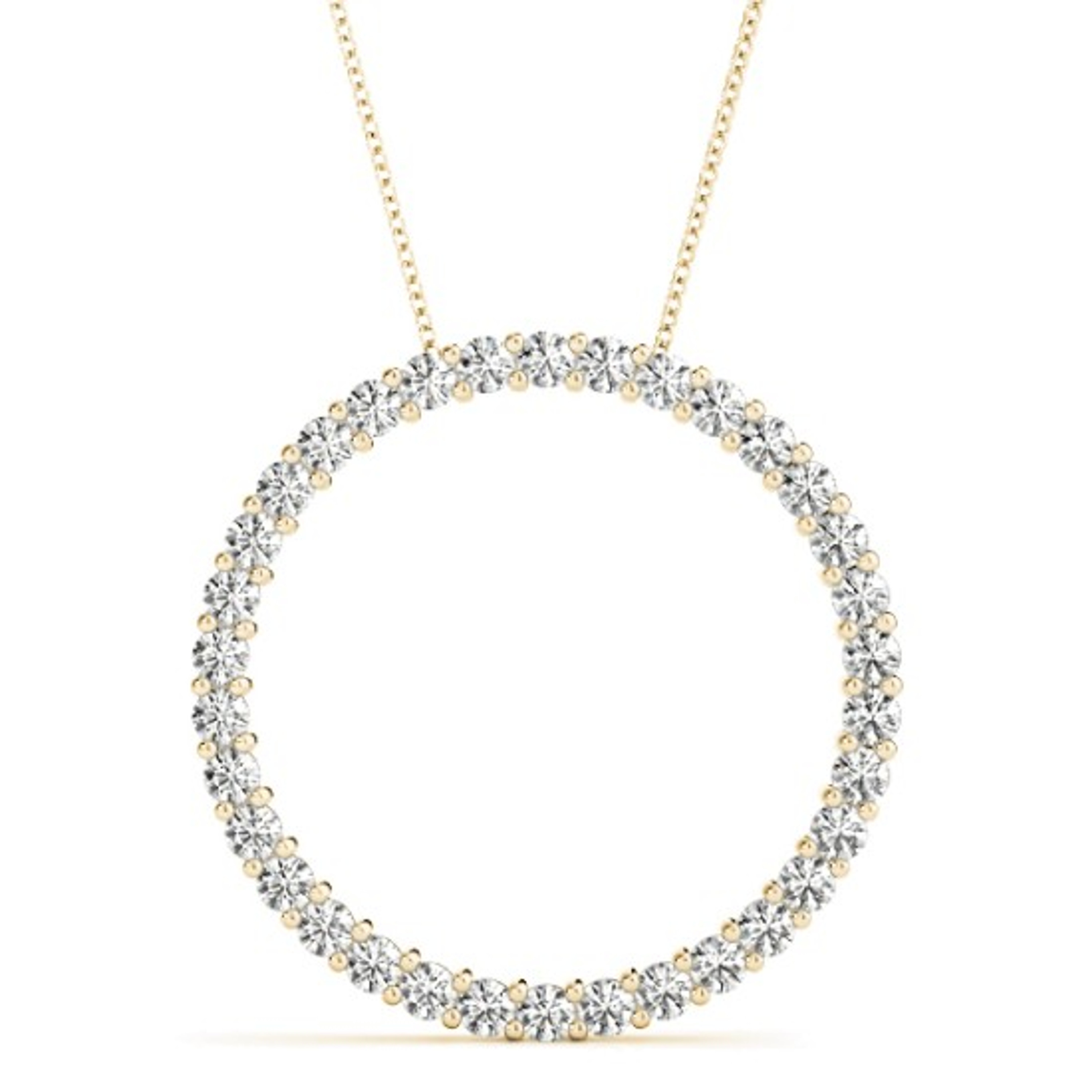 14k Yellow Gold 1.0 ct Diamond Circle Of Love Necklace 27.0 mm 34 Stones 14k Yellow Gold 1.0 ct Diamond Circle Of Love Necklace 27.0 mm 34 Stones
