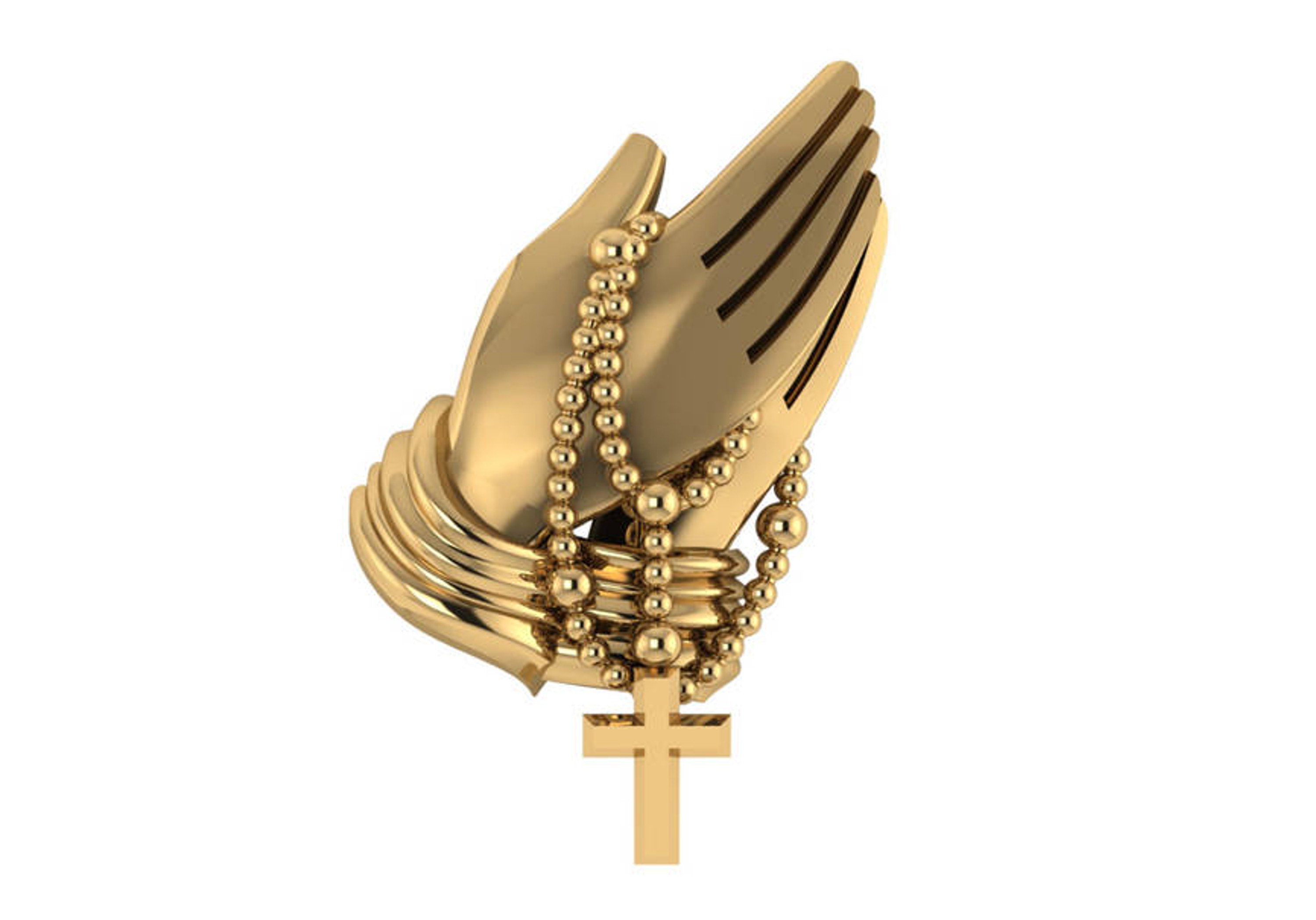 14k Gold Praying Hands With Rosary Pendant 12mm x 20mm 14k Gold Praying Hands With Rosary Pendant 12mm x 20mm