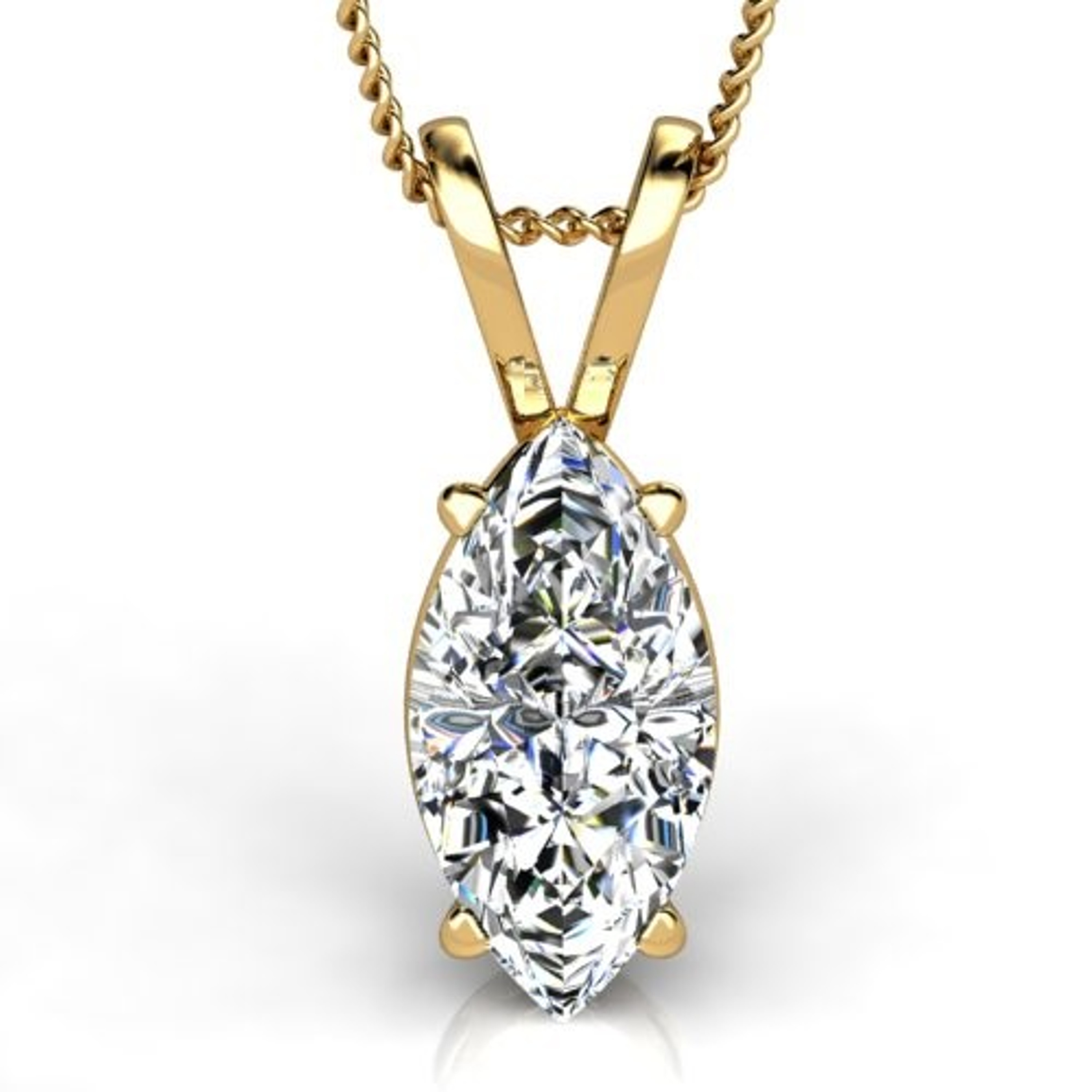 14k Yellow Gold 10.0 x 4.5 Swarovski (1.00 Ctw) Marquis Cubic Zirconium Necklace 14k Yellow Gold 10.0 x 4.5 Swarovski (1.00 Ctw) Marquis Cubic Zirconium Necklace