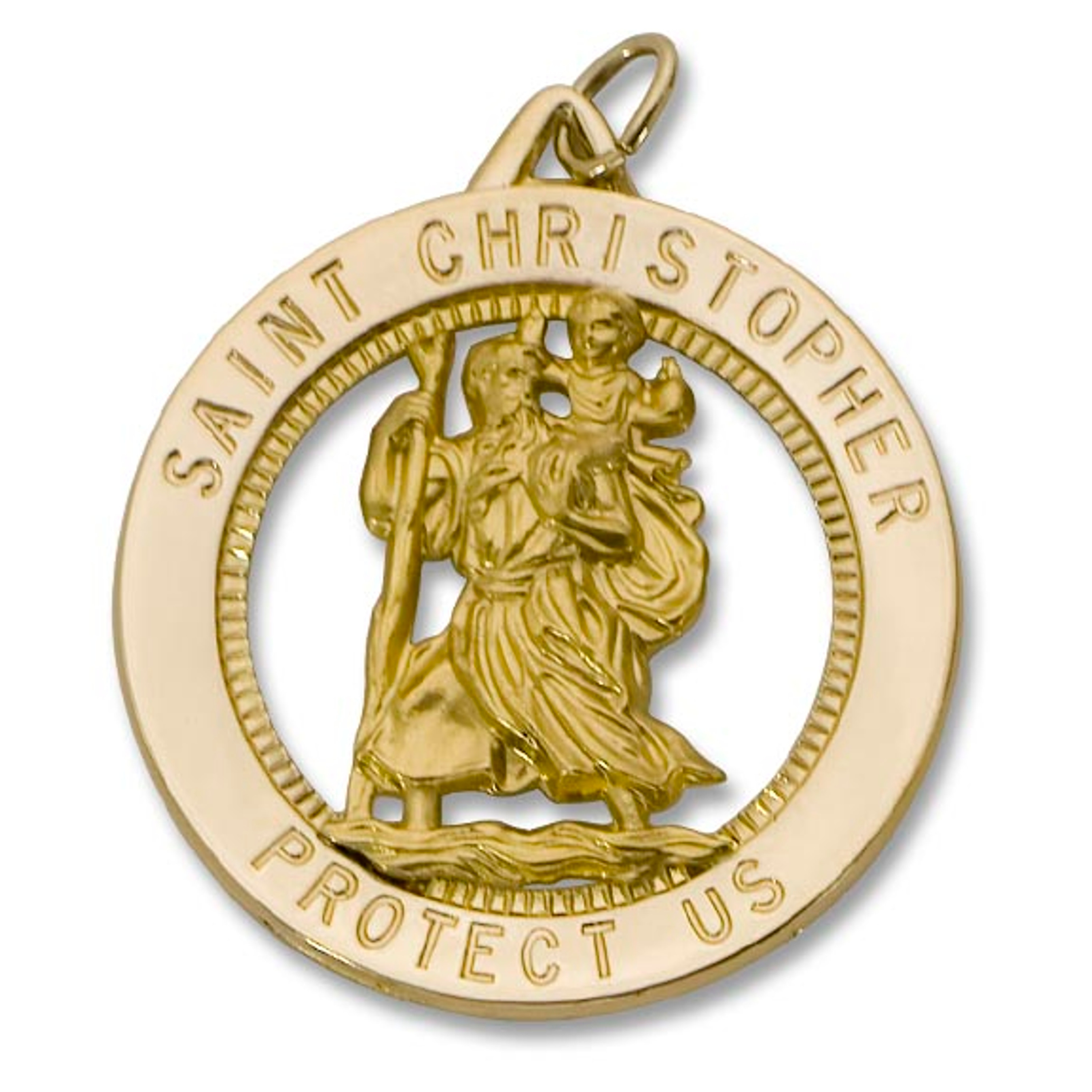 14kt Yellow Gold 25mm Round St. Christopher Medal 14kt Yellow Gold 25mm Round St. Christopher Medal