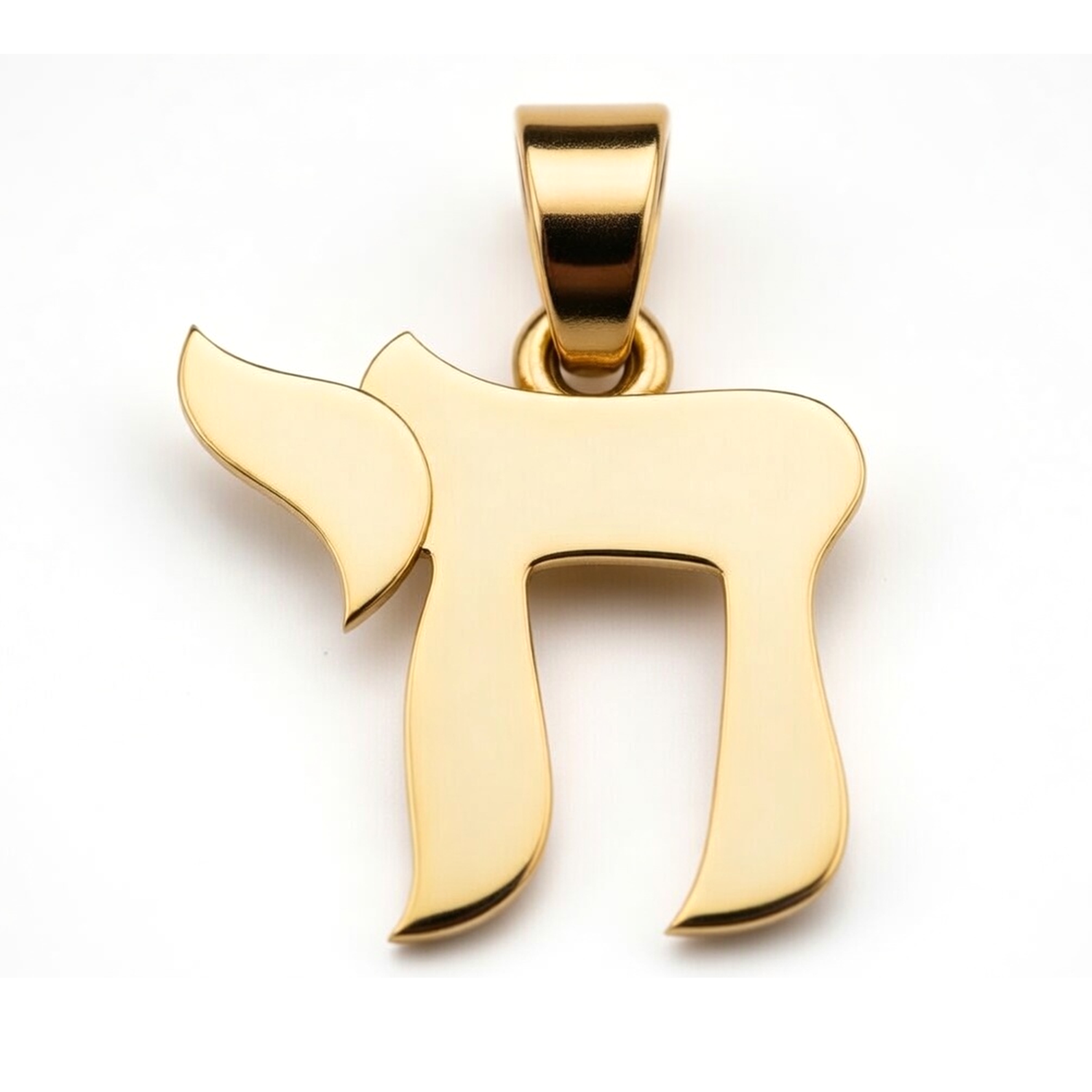 14k Yellow Gold Polished Chai Pendant 21mm