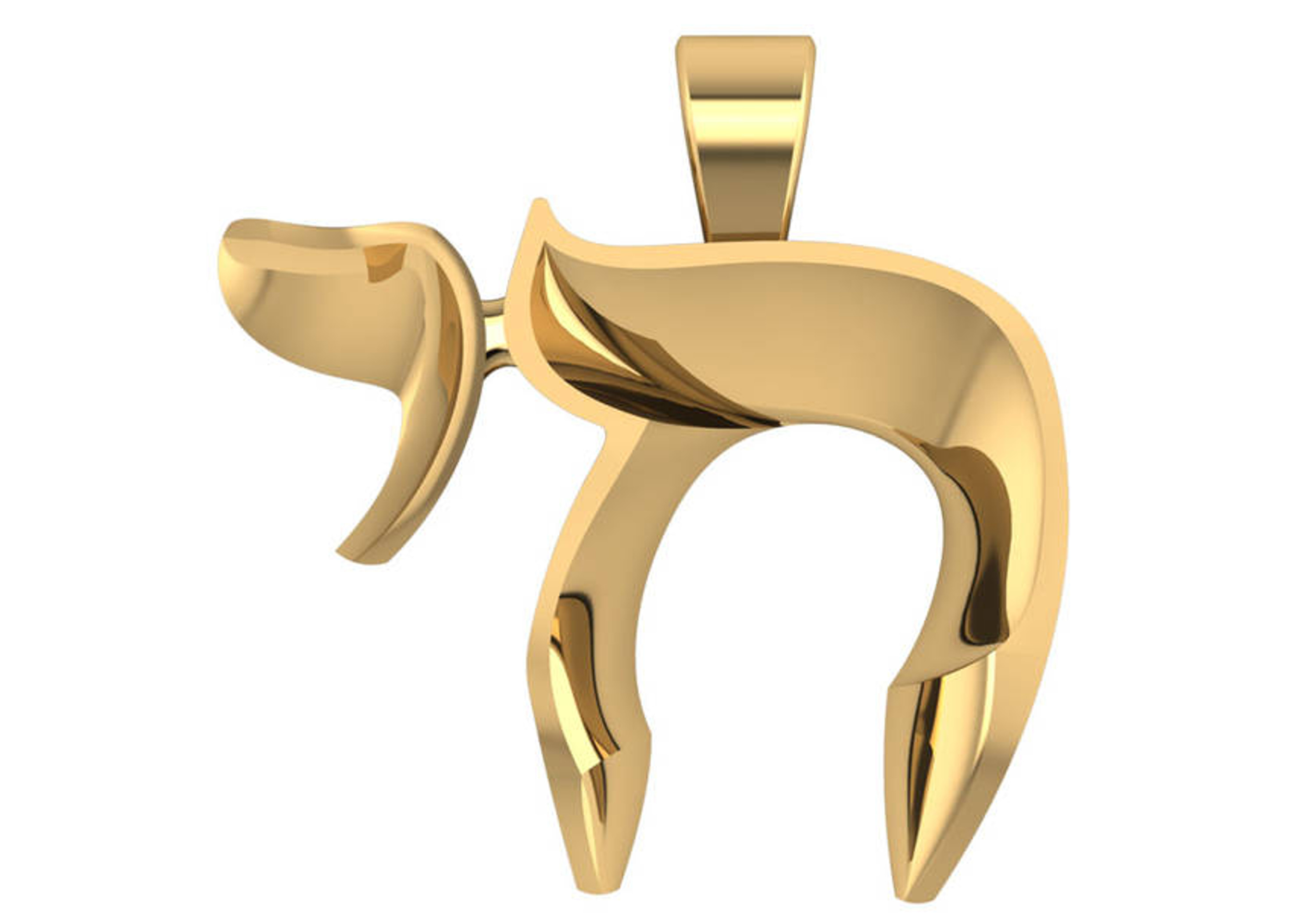 14k Yellow Gold Polished Chai Pendant 24mm x 21mm 14k Yellow Gold Polished Chai Pendant 24mm x 21mm
