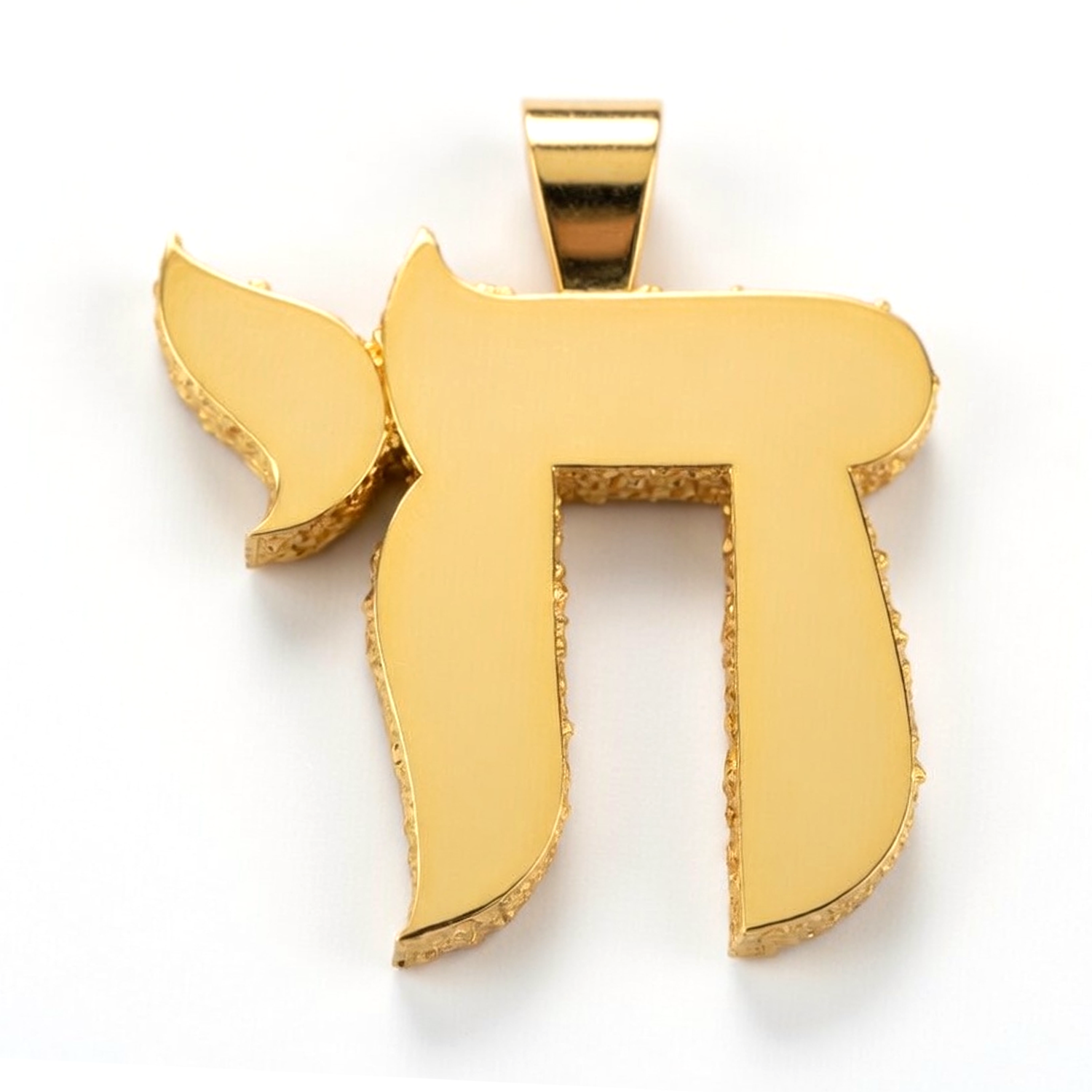 14k Yellow Gold Polished Chai Pendant 25mm Width, 3.3mm Thick