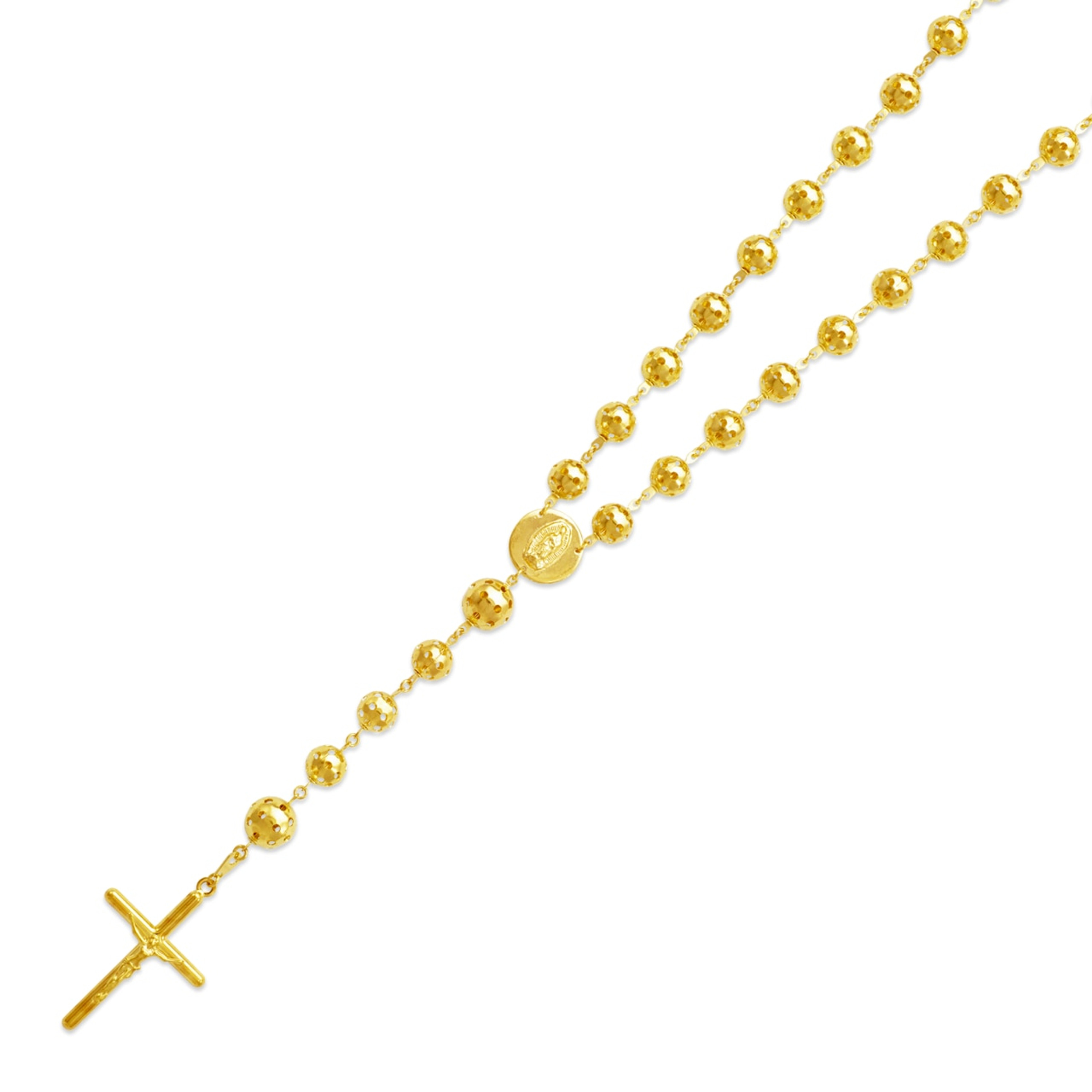 14K Yellow, White, or Tri-Color Gold 5.0mm Rosary Necklace 31 Inches 14K Yellow, White, or Tri-Color Gold 5.0mm Rosary Necklace 31 Inches