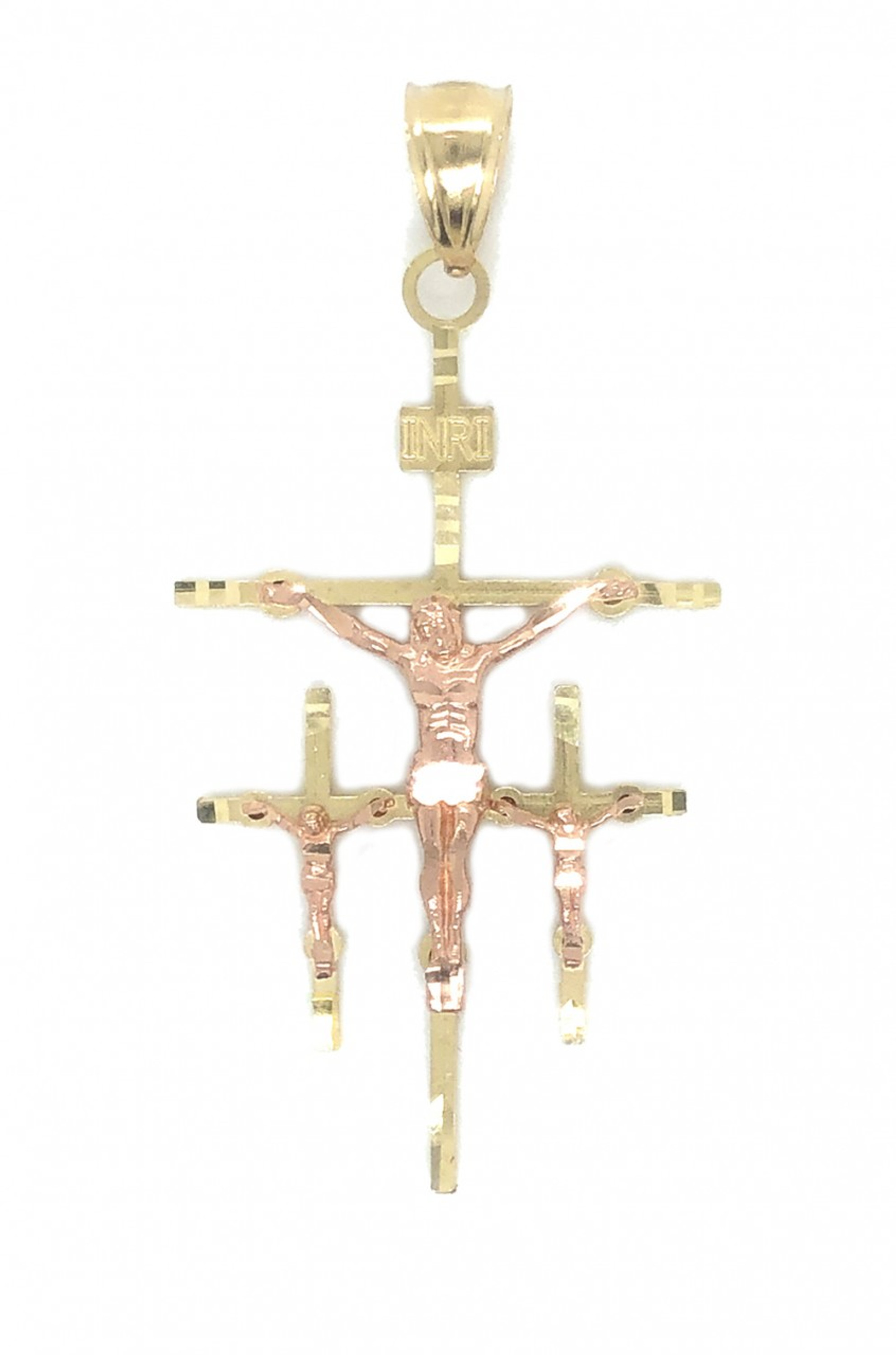 14K Two-Color gold Cross Accented With Cubic Zirconia and Hight of 47mm or ( 1 and 7/8 inch) 14K Two-Color gold Cross Accented With Cubic Zirconia and Hight of 47mm or ( 1 and 7/8 inch)