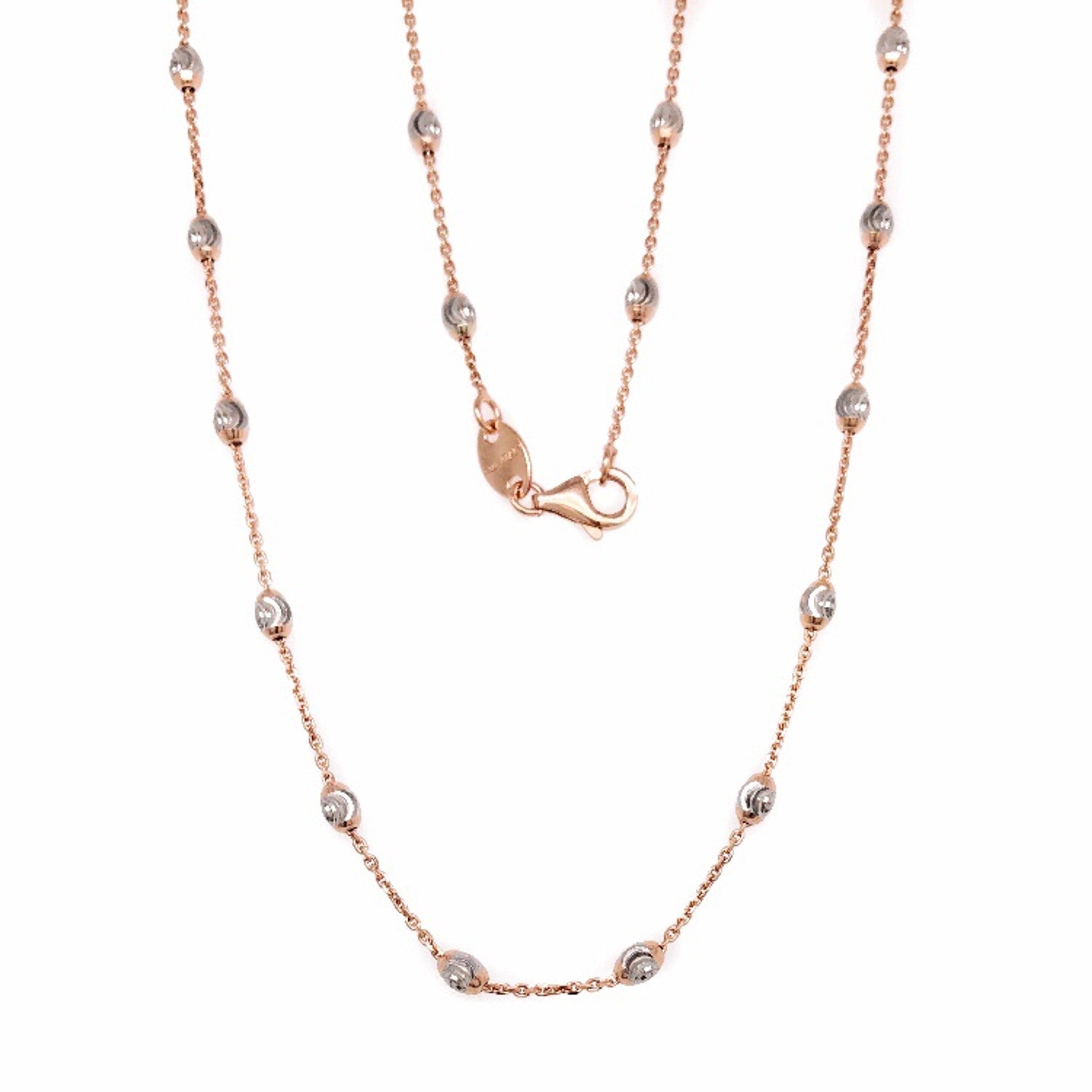 14K Rose Gold by the Yard Bead Station Necklace 24" 14K Rose Gold by the Yard Bead Station Necklace 24"
