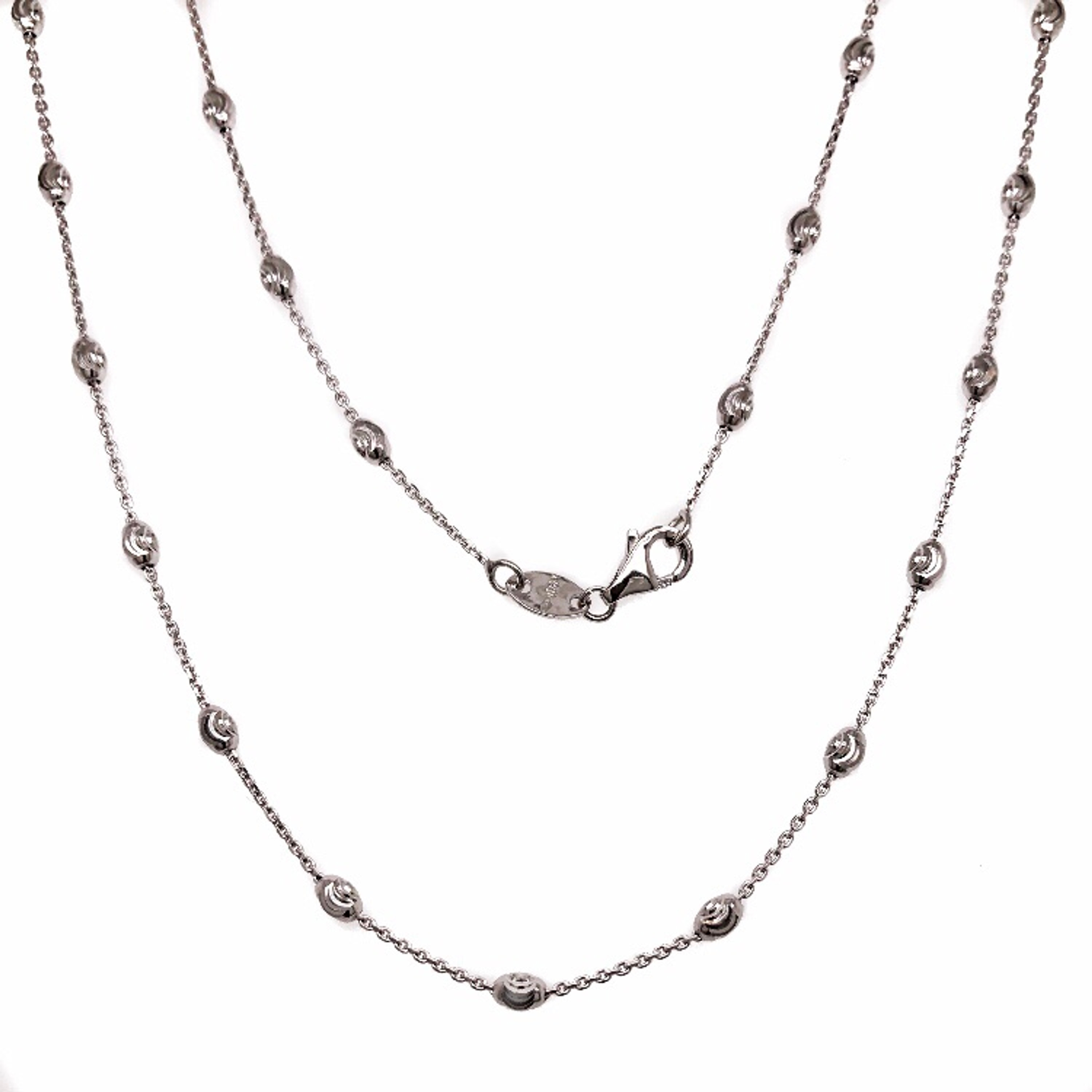 14K White Gold by the Yard Bead Station Necklace 30" 14K White Gold by the Yard Bead Station Necklace 30"