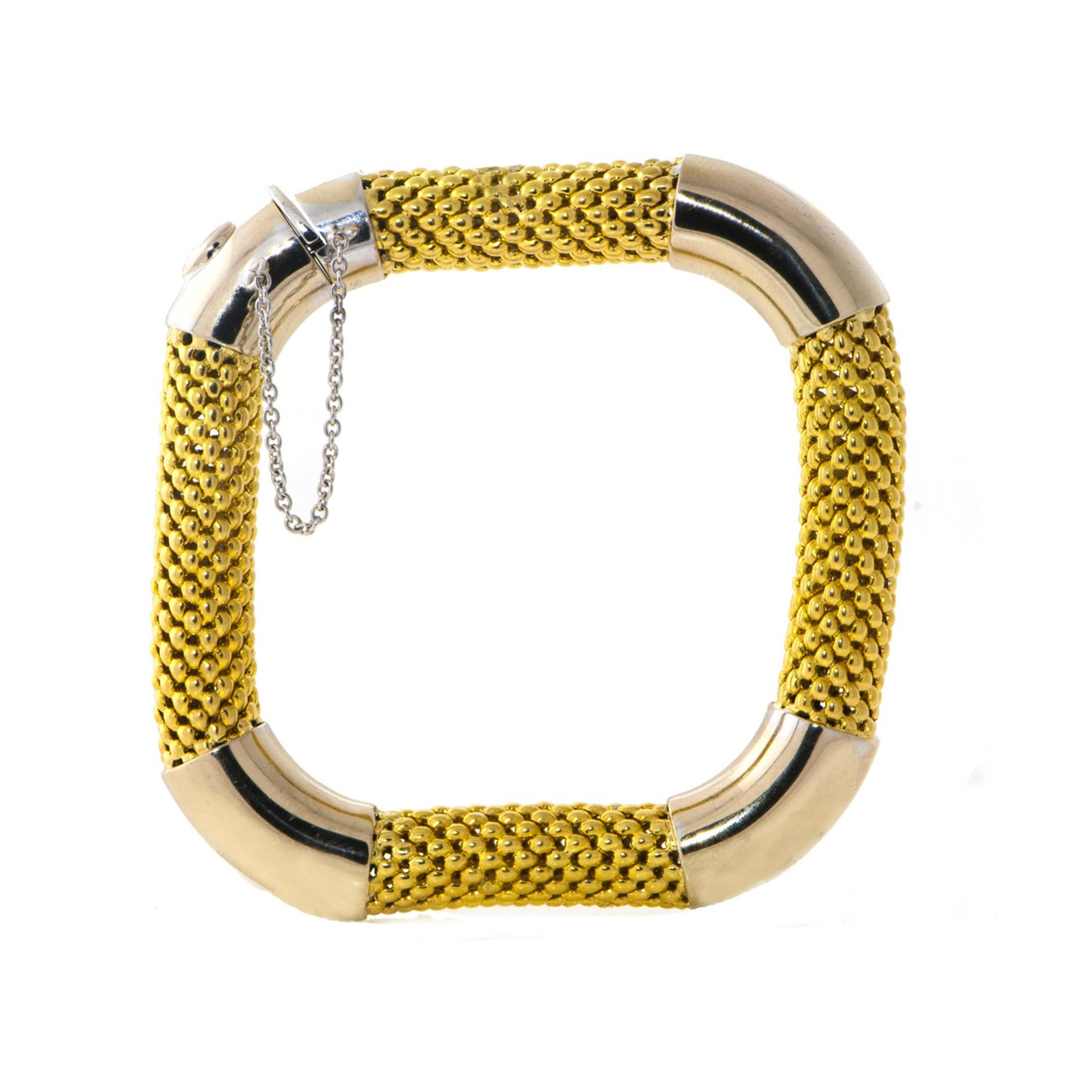 18k Gold Two Tone Square Fancy Mesh Bracelet 10.5mm wide 18k Gold Two Tone Square Fancy Mesh Bracelet 10.5mm wide