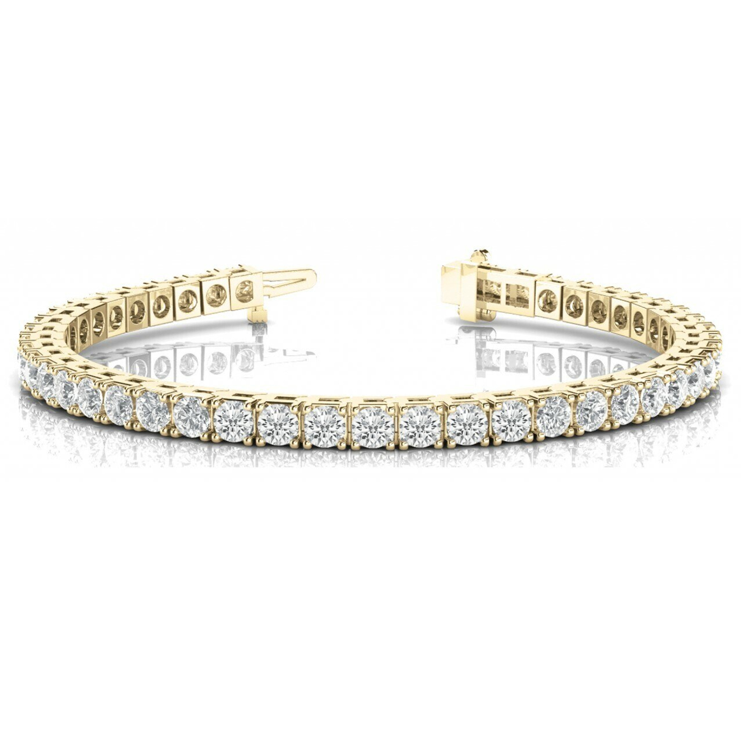14k Gold 5.25 mm wide with 16.0 Ct Round Swarovski Tennis Bracelet 7" 14k Gold 5.25 mm wide with 16.0 Ct Round Swarovski Tennis Bracelet 7"