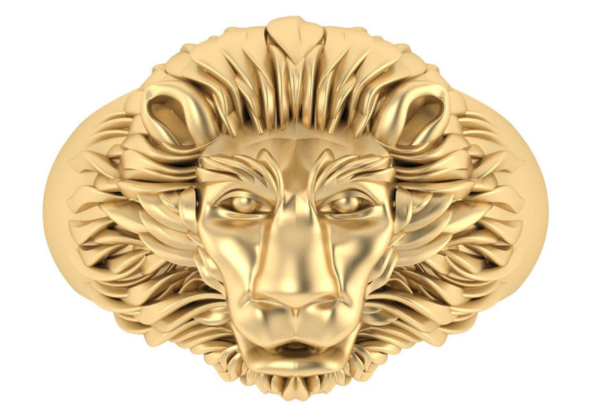 14k Gold Men's Lion Ring | SARRAF.COM