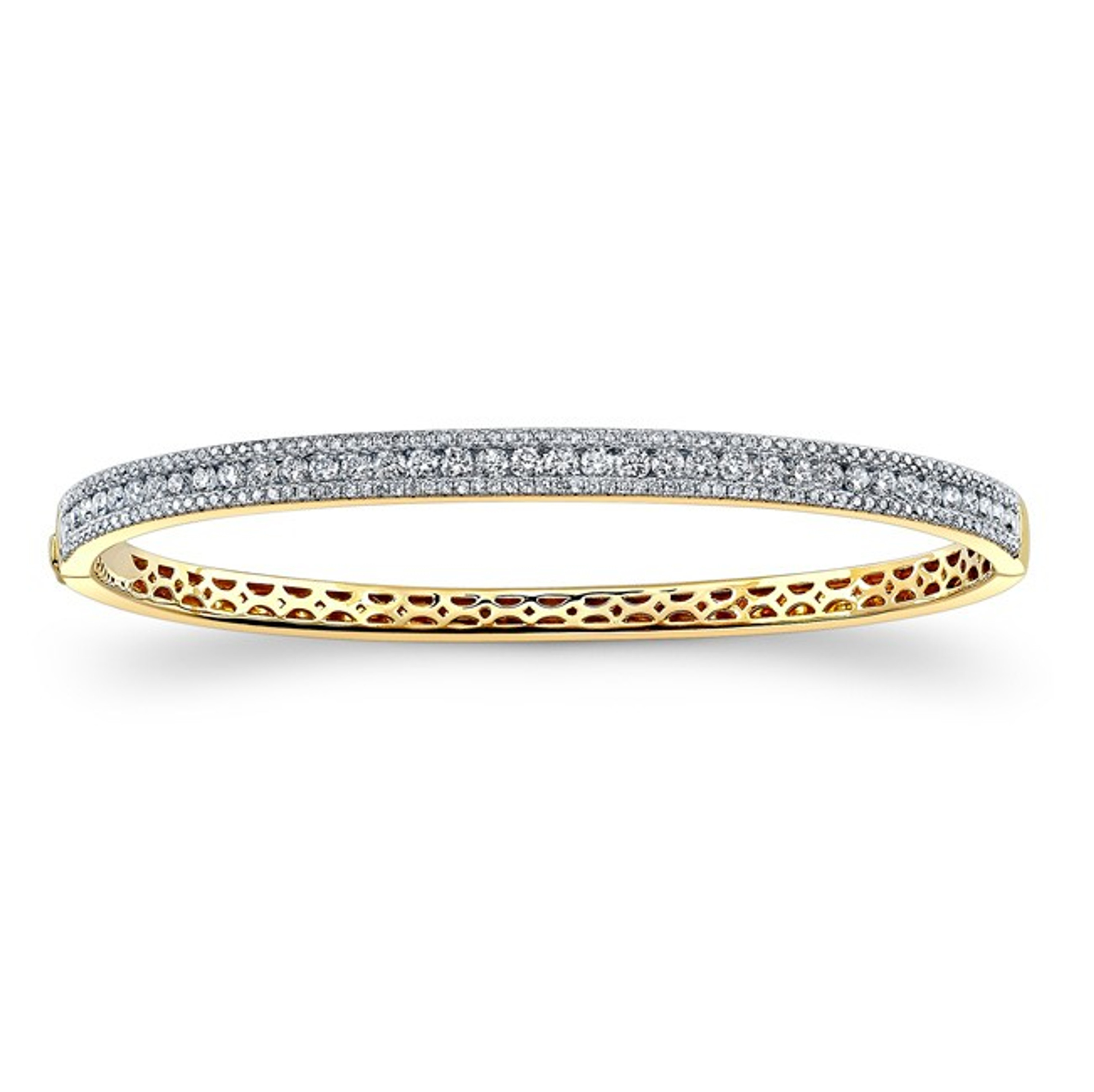14k Yellow Gold 4.5mm Wide High Polished Diamond Bangle 7" 2.00 CTW 14k Yellow Gold 4.5mm Wide High Polished Diamond Bangle 7" 2.00 CTW