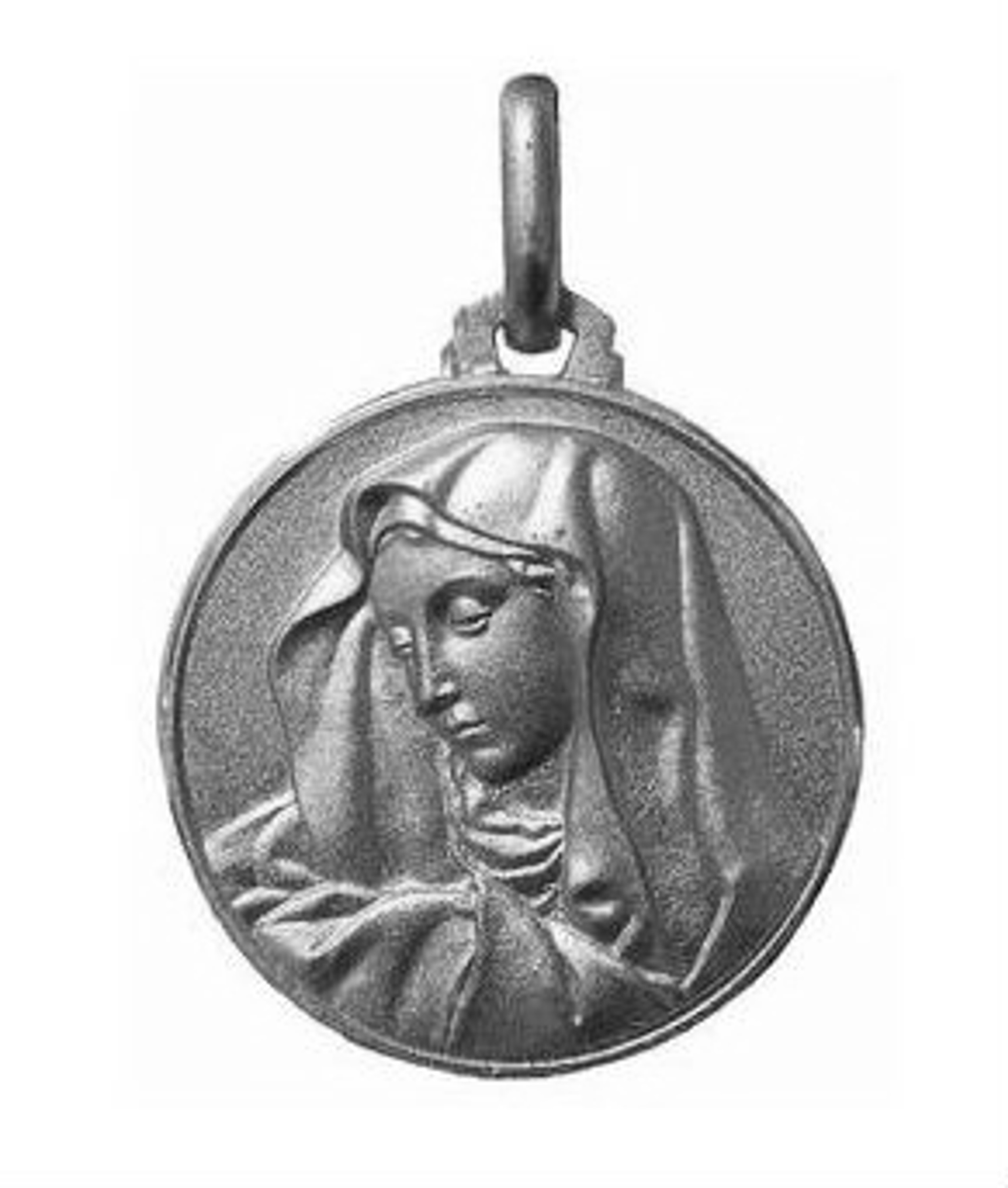 Sterling Silver 12.0 mm Round Madonna (Virgin Mary) Medal Sterling Silver 12.0 mm Round Madonna (Virgin Mary) Medal