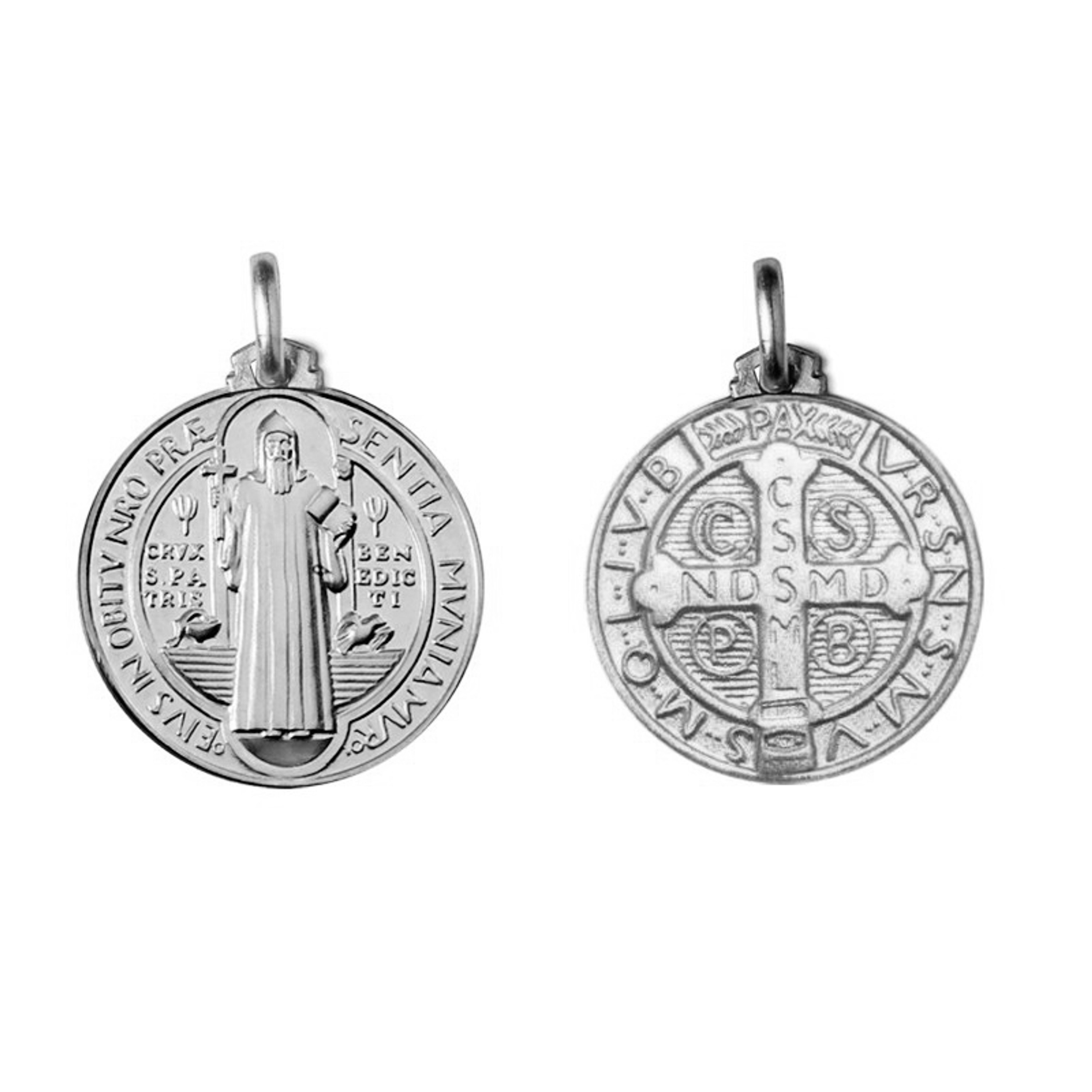 Sterling Silver 25.0 mm Round Saint Benedict Medal Sterling Silver 25.0 mm Round Saint Benedict Medal
