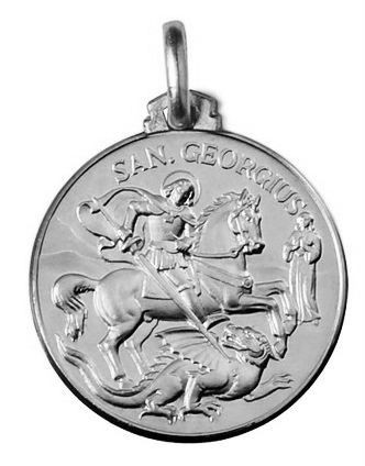 Sterling Silver 12.0mm Round Saint George Medal