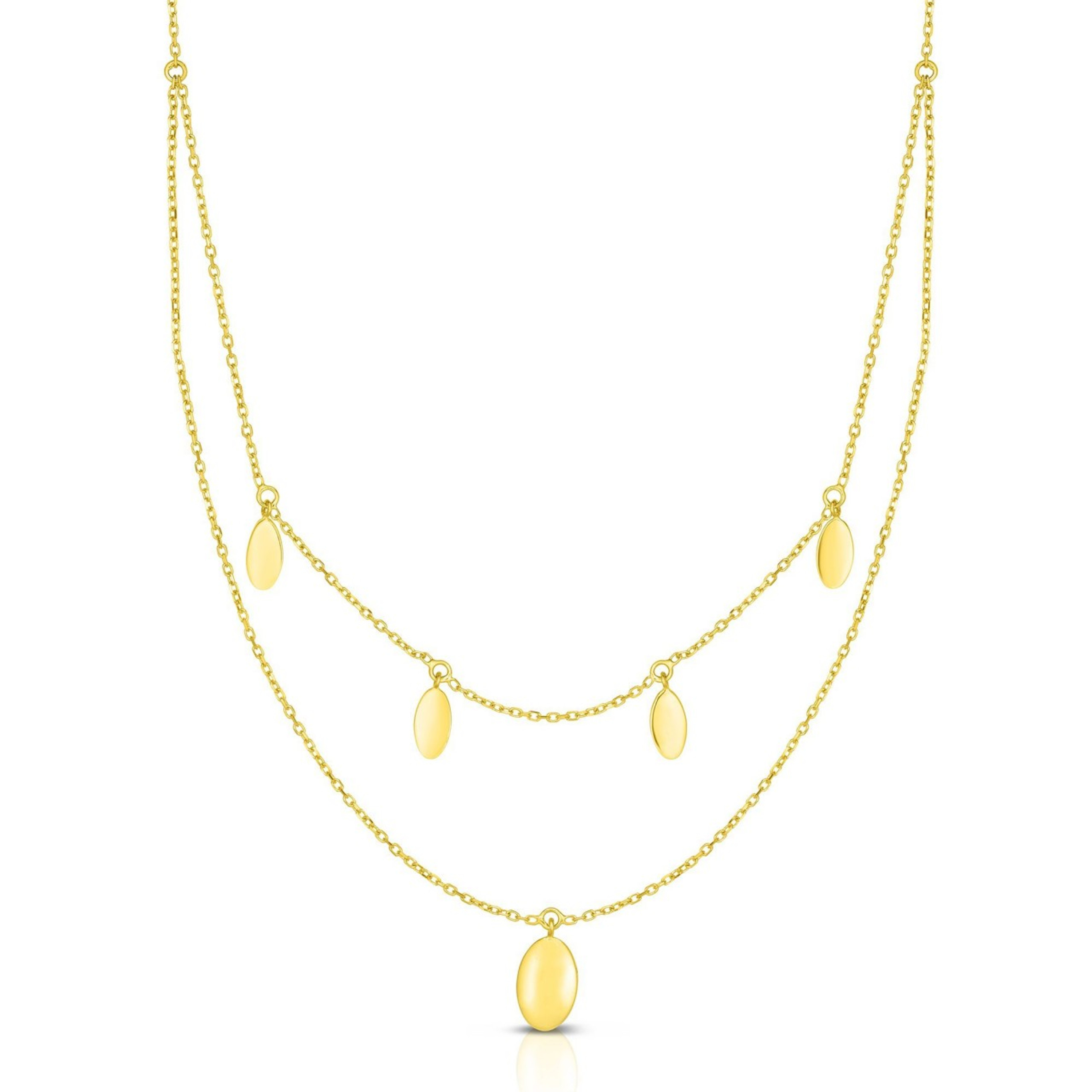 14k Yellow Gold Layered Dangle Necklace 18" 14k Yellow Gold Layered Dangle Necklace 18"