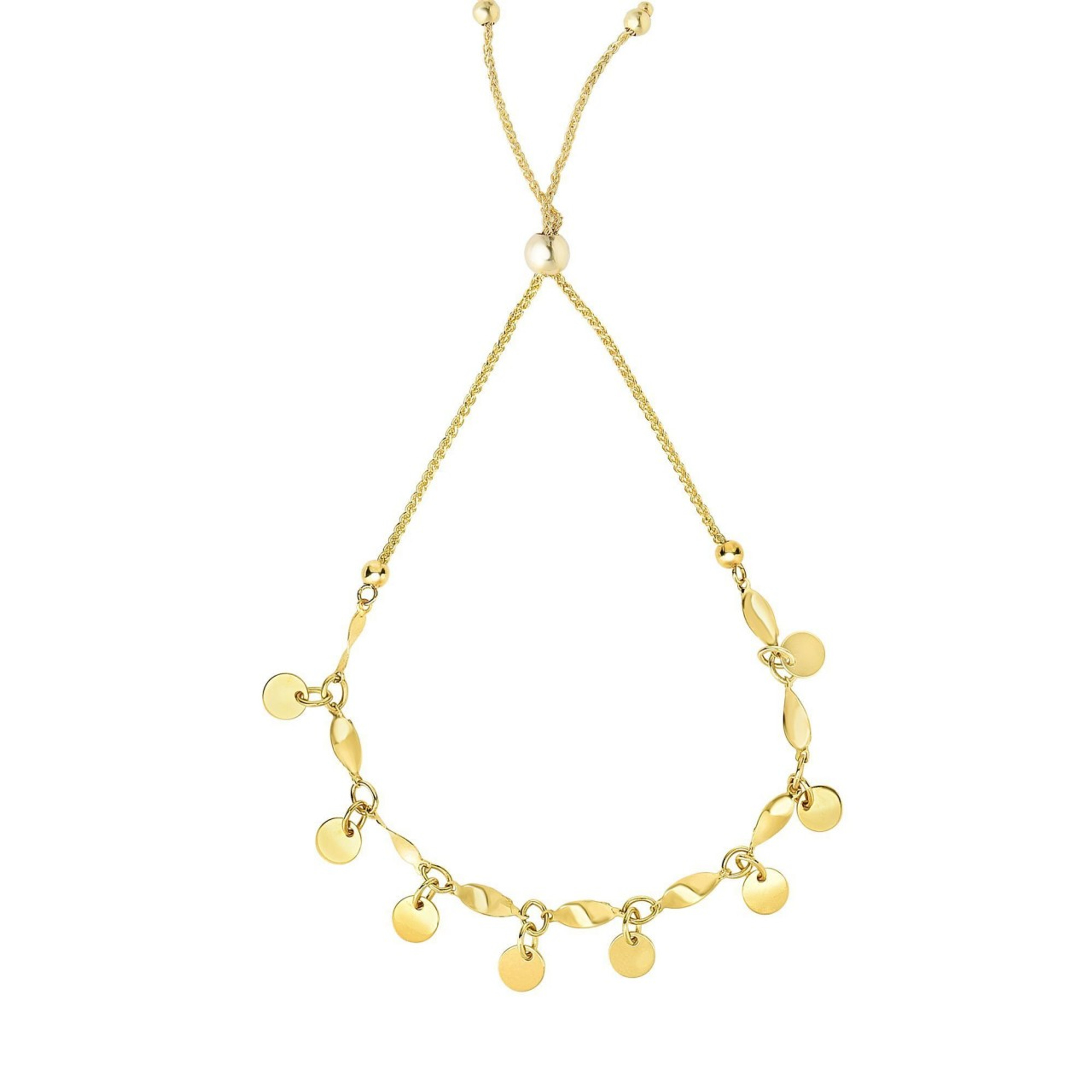 14K Yellow Gold Friendship Discs Adjustable Bracelet Up to 9.25" 14K Yellow Gold Friendship Discs Adjustable Bracelet Up to 9.25"