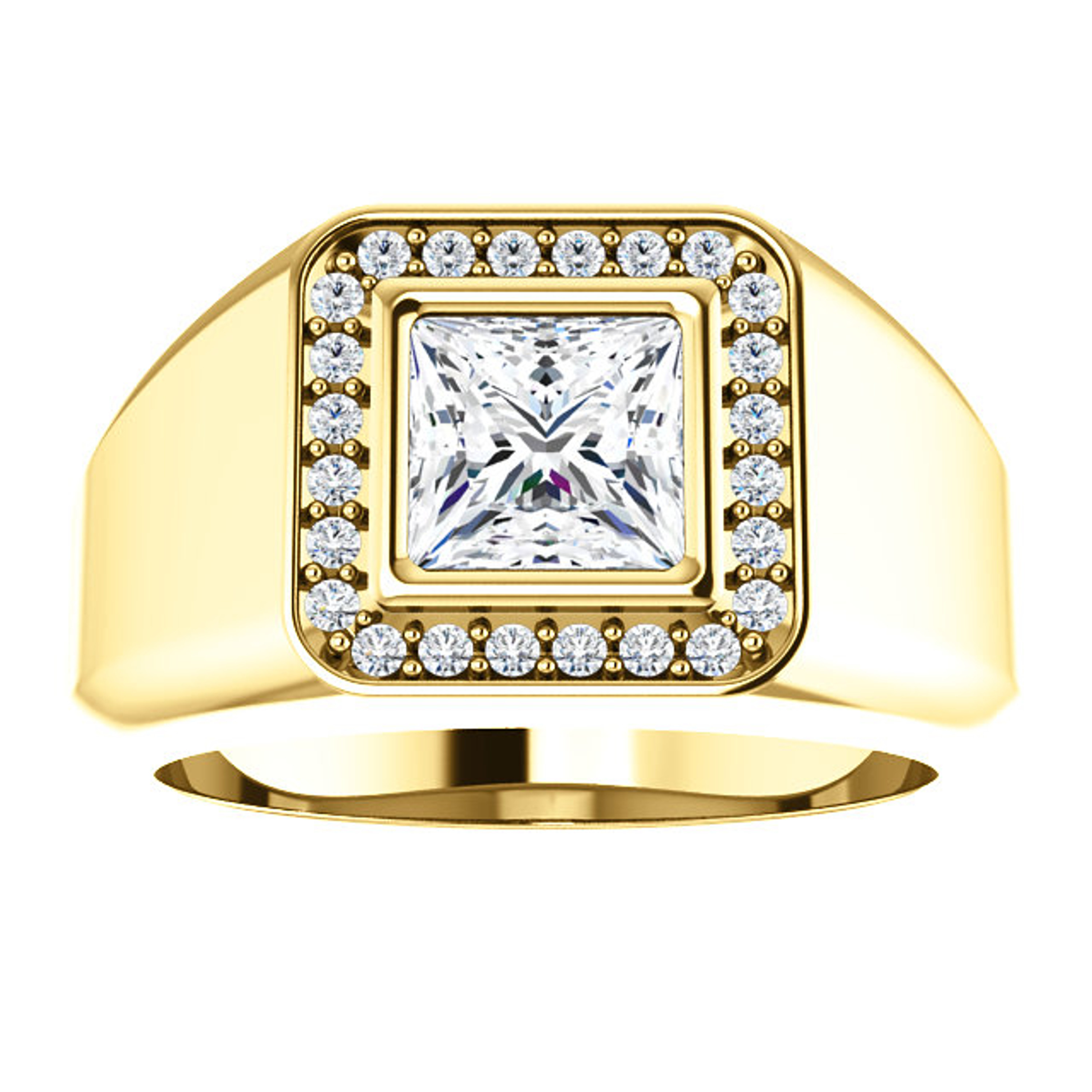 14k Yellow gold Mens Solitaire Princess Diamond Ring 2.00 ctw 14k Yellow gold Mens Solitaire Princess Diamond Ring 2.00 ctw