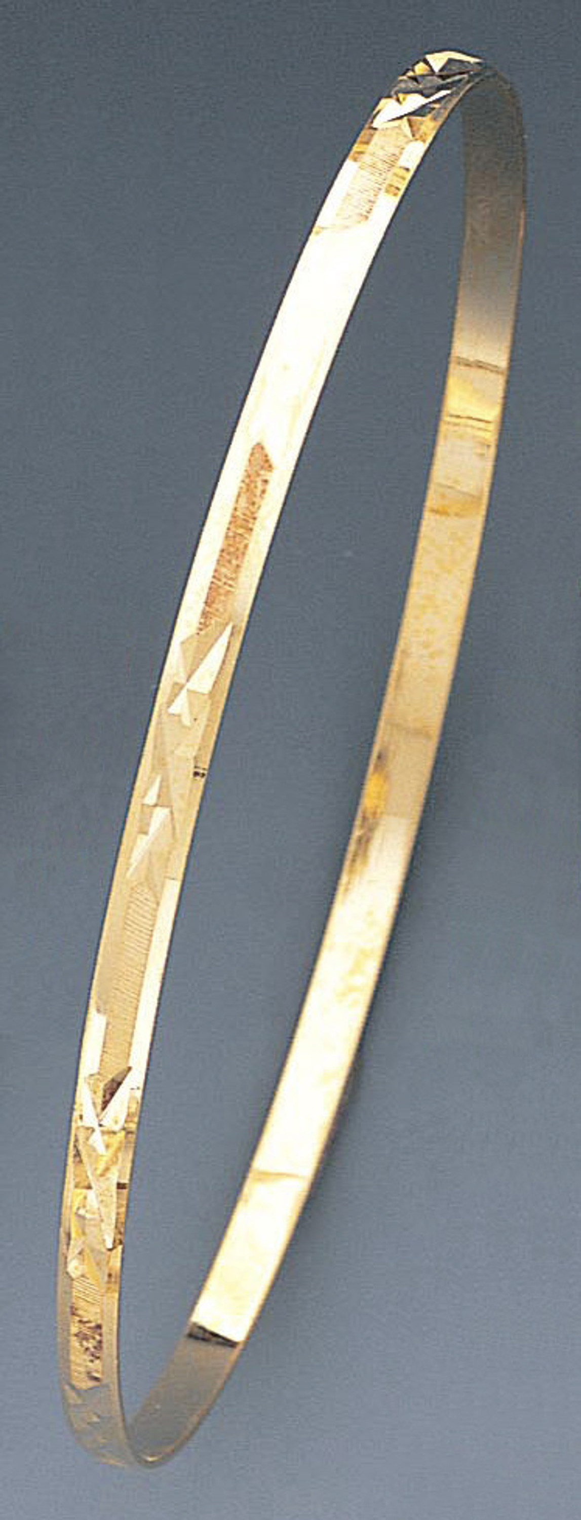 14k Gold 3.5mm Wide Tripl Star Pattern Slip-on Solid Bangle 8 Inches 14k Gold 3.5mm Wide Tripl Star Pattern Slip-on Solid Bangle 8 Inches