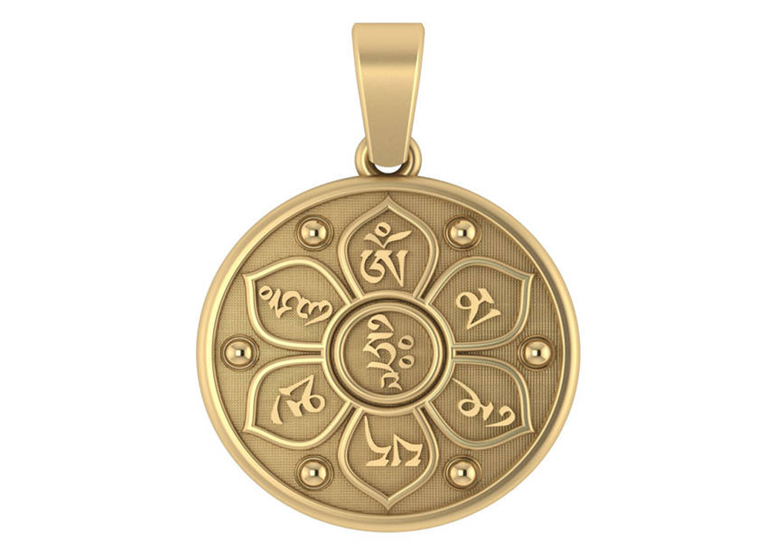 14K Gold Buddhist Six-Character Proverbs 20.0 MM 14K Gold Buddhist Six-Character Proverbs 20.0 MM