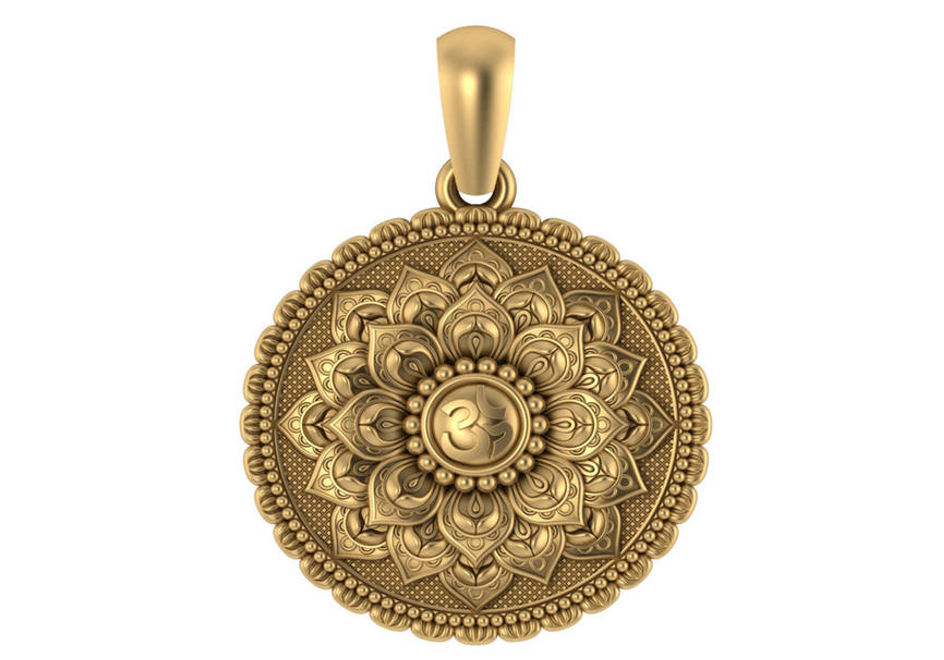 14K Gold Buddhist Lotus Flower with Om 21.0MM 14K Gold Buddhist Lotus Flower with Om 21.0MM