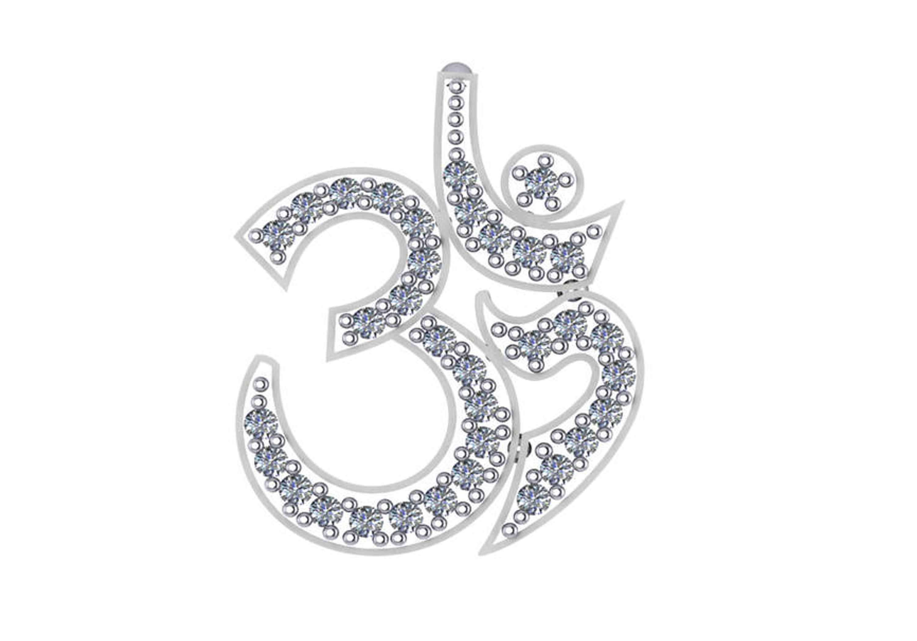 14k White Gold Diamond Om Pendant 1/3 Ctw 20.0mm 14k White Gold Diamond Om Pendant 1/3 Ctw 20.0mm