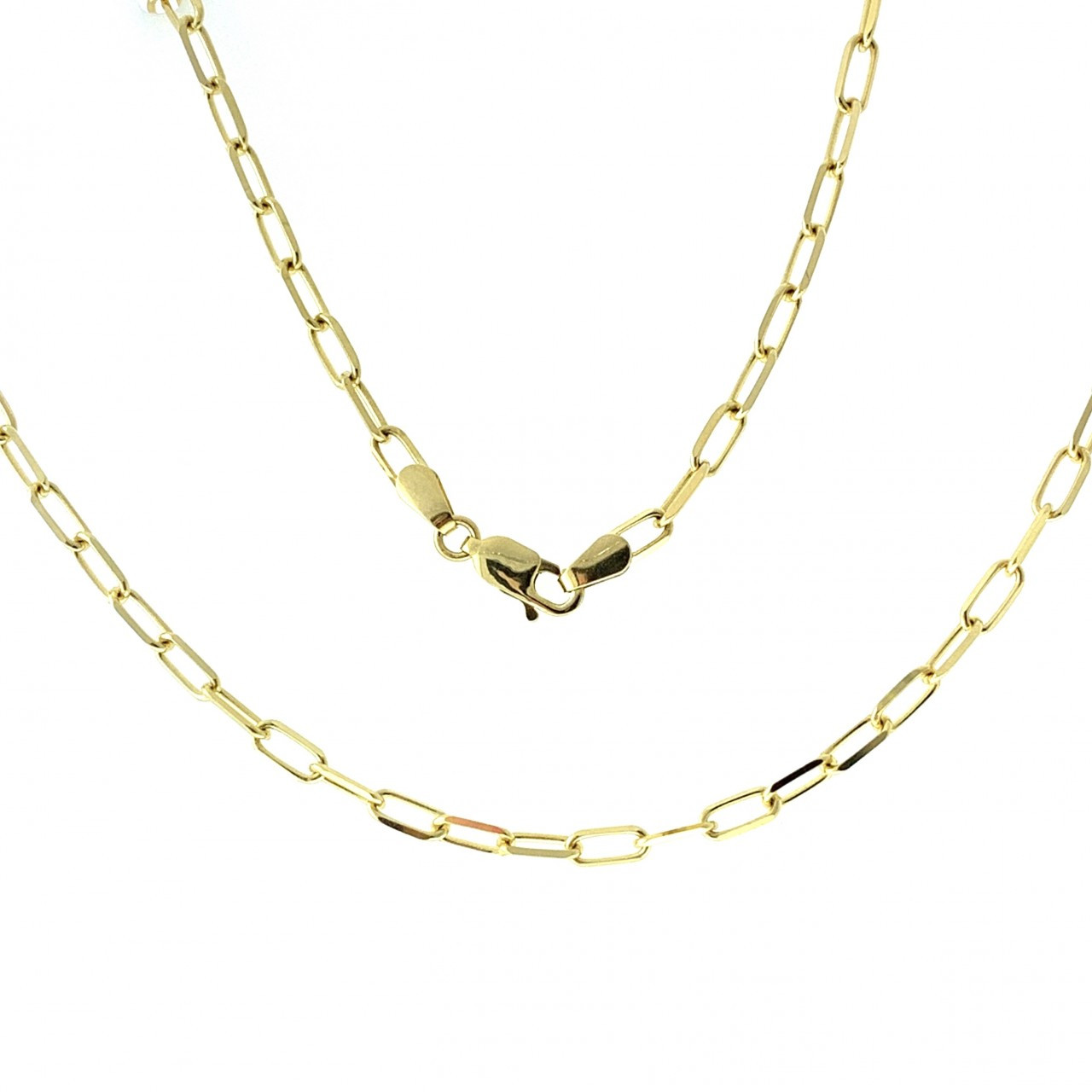 14k Yellow Gold 3mm Paper Clip Chain Necklace 24 Inches
