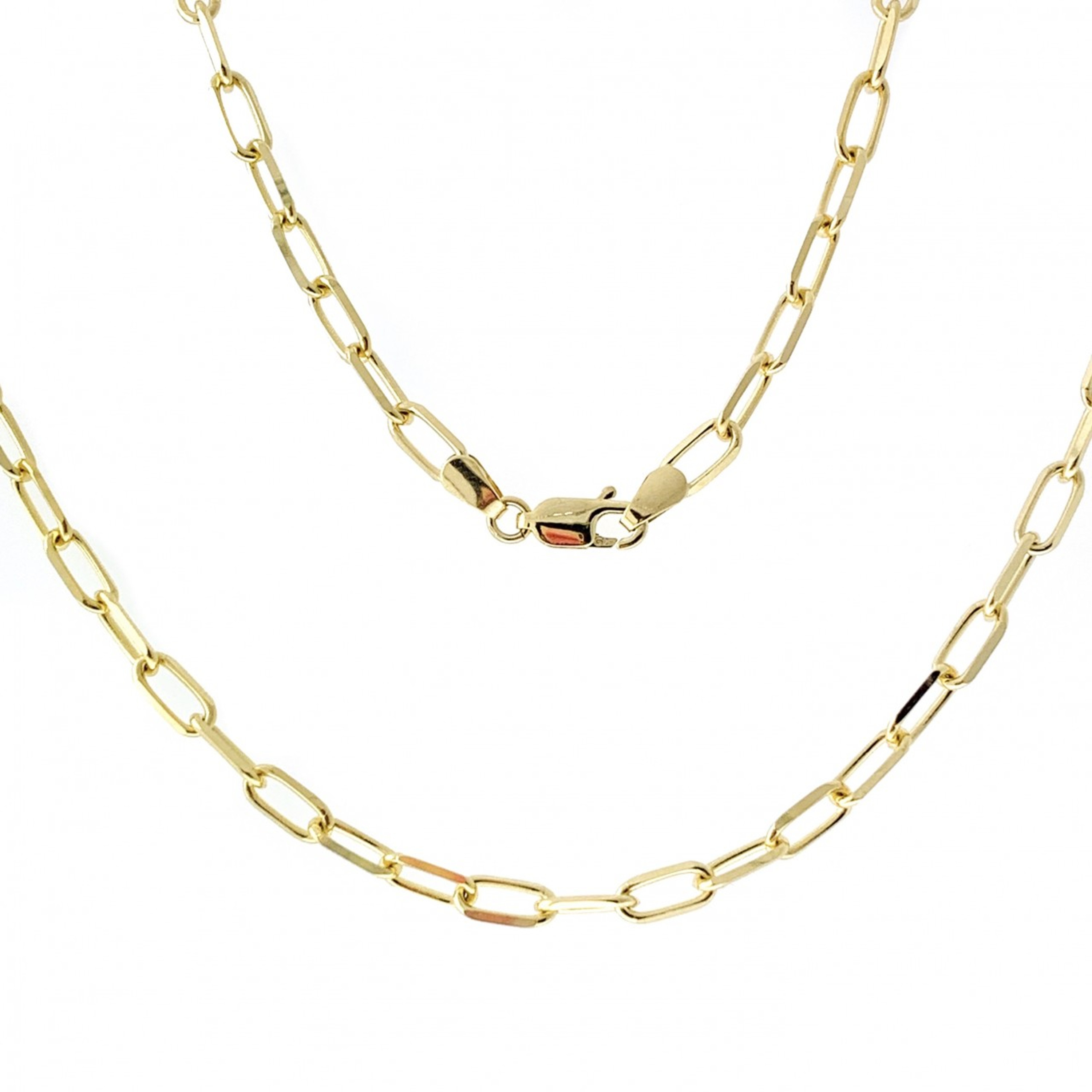 14k Yellow Gold 3.5mm Paper Clip Chain Necklace 22 Inches 14k Yellow Gold 3.5mm Paper Clip Chain Necklace 22 Inches