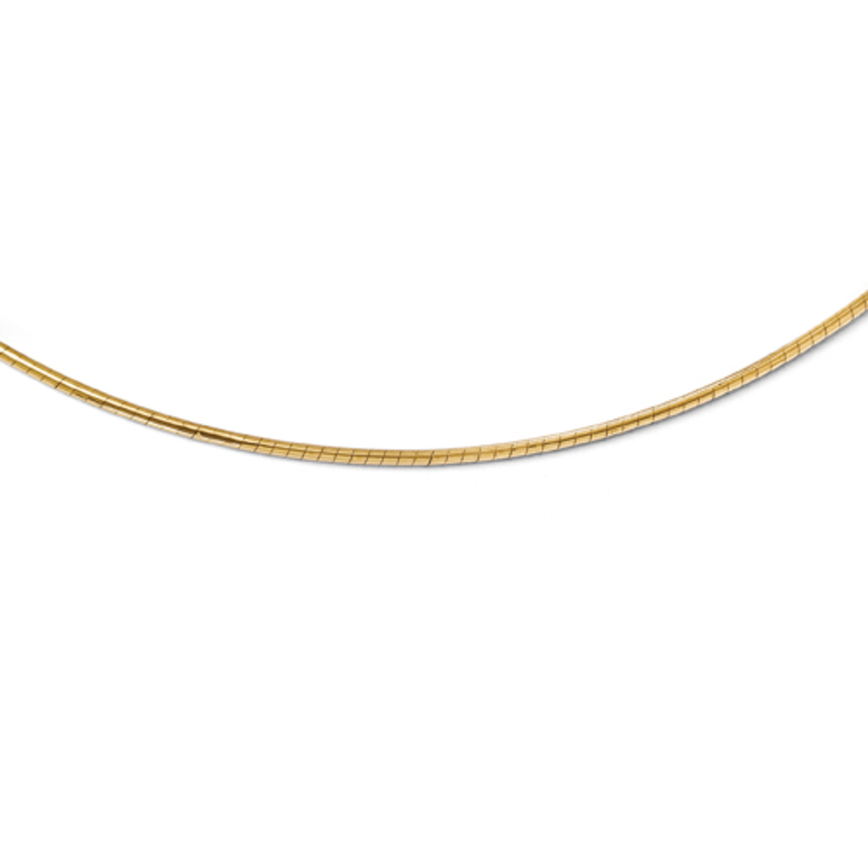18k Gold 2.0mm Round Omega Necklace 16 Inches 18k Gold 2.0mm Round Omega Necklace 16 Inches