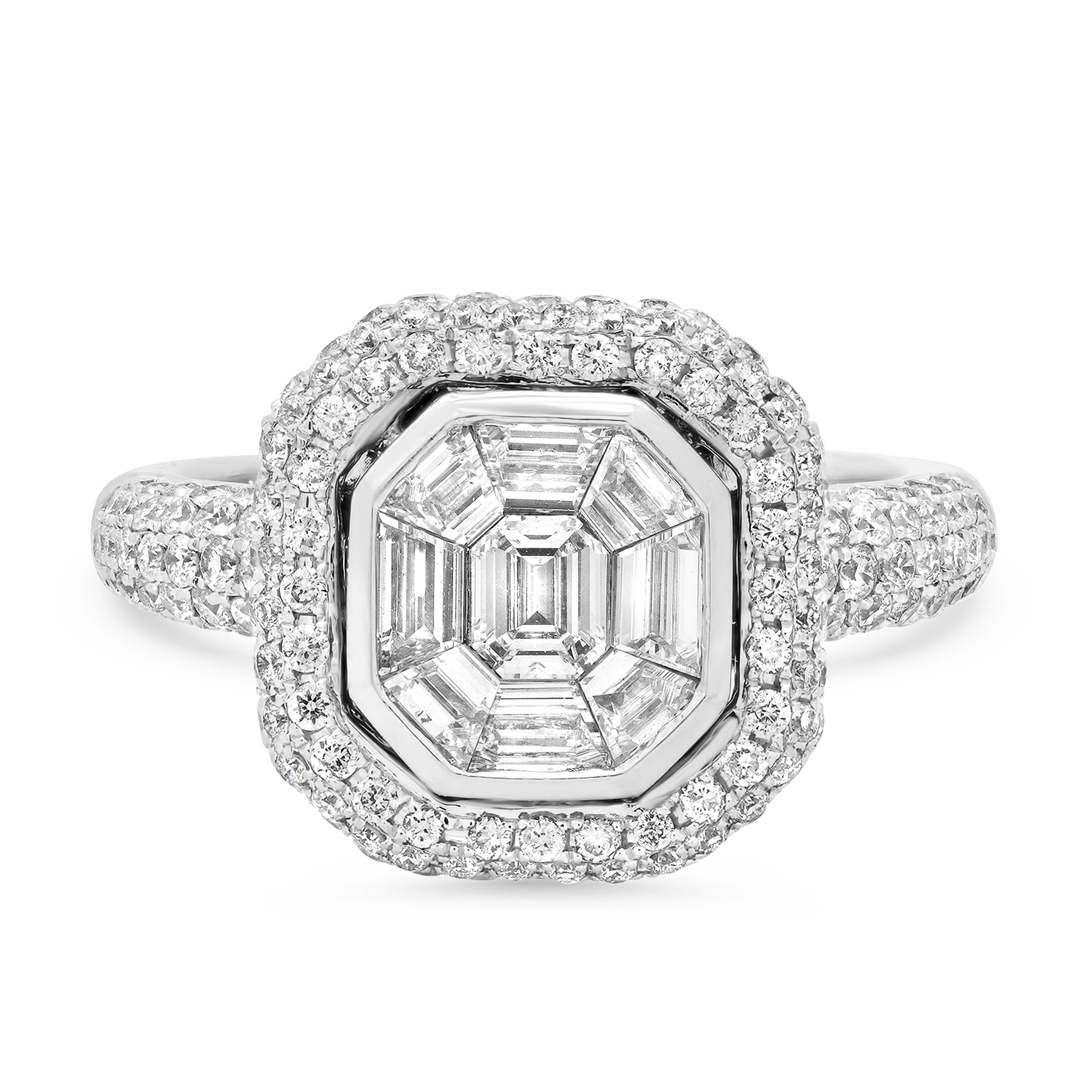 18K White Gold 13.7mm Emerald Cut Band With 2.0 ctw Diamonds 18K White Gold 13.7mm Emerald Cut Band With 2.0 ctw Diamonds