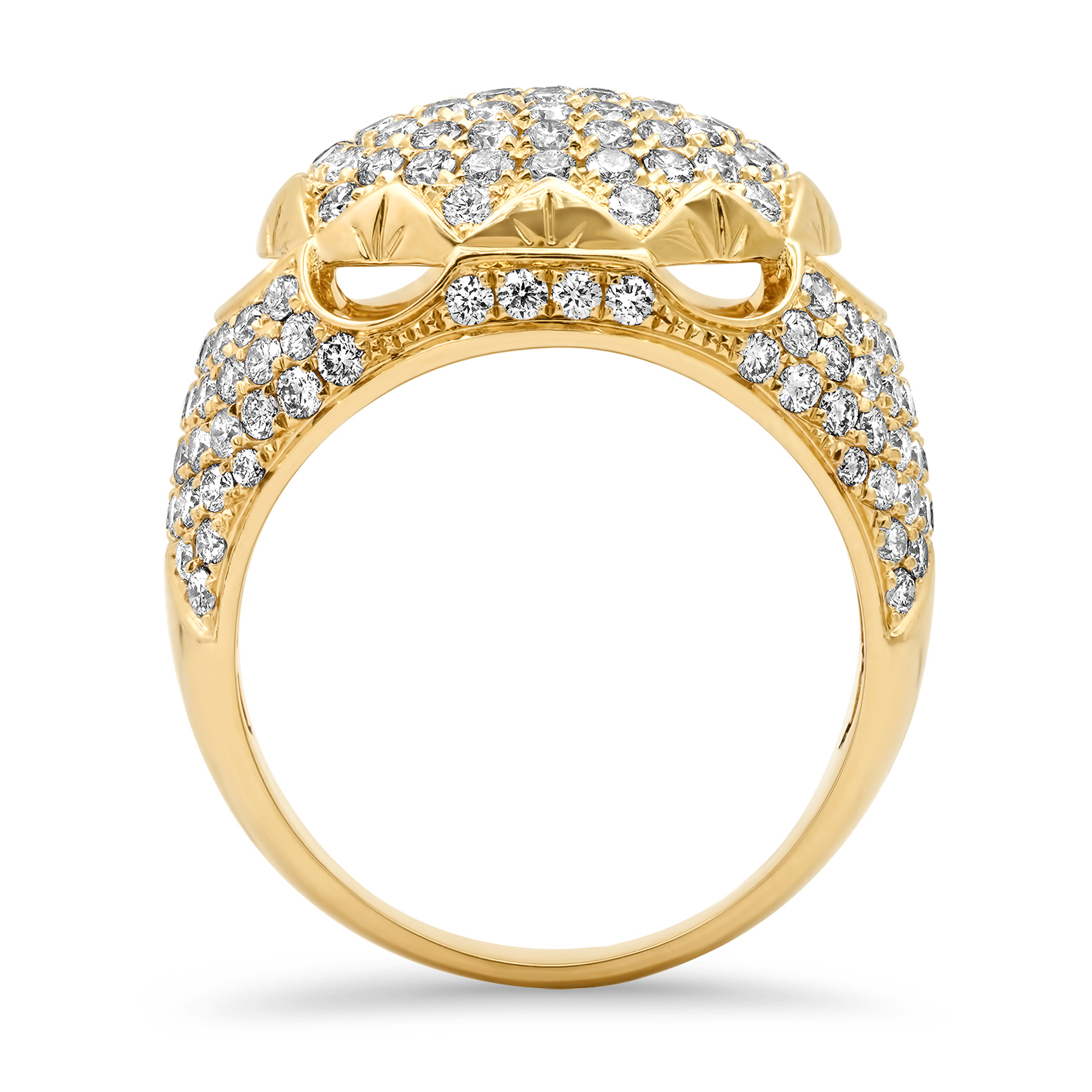 14K Yellow Gold Men's Diamond Cluster Ring 3.75 ctw 20mm