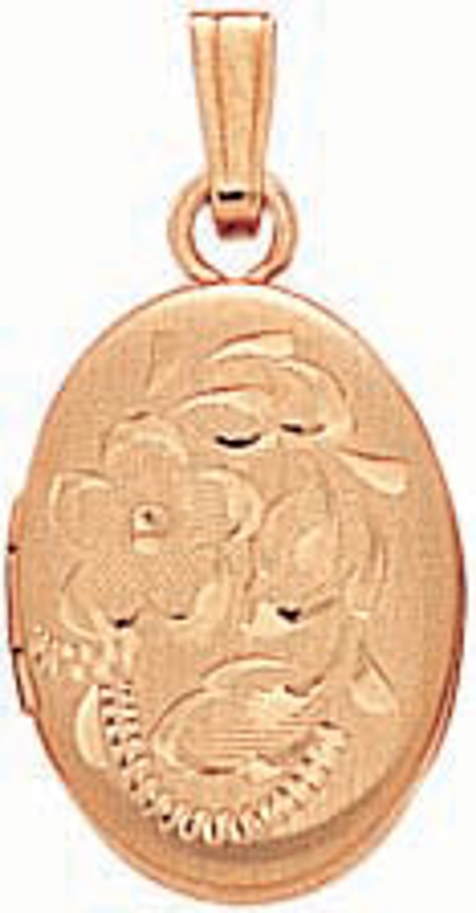 14k Gold 15mm x 9.0mm Oval Engraved Locket Pendant 14k Gold 15mm x 9.0mm Oval Engraved Locket Pendant