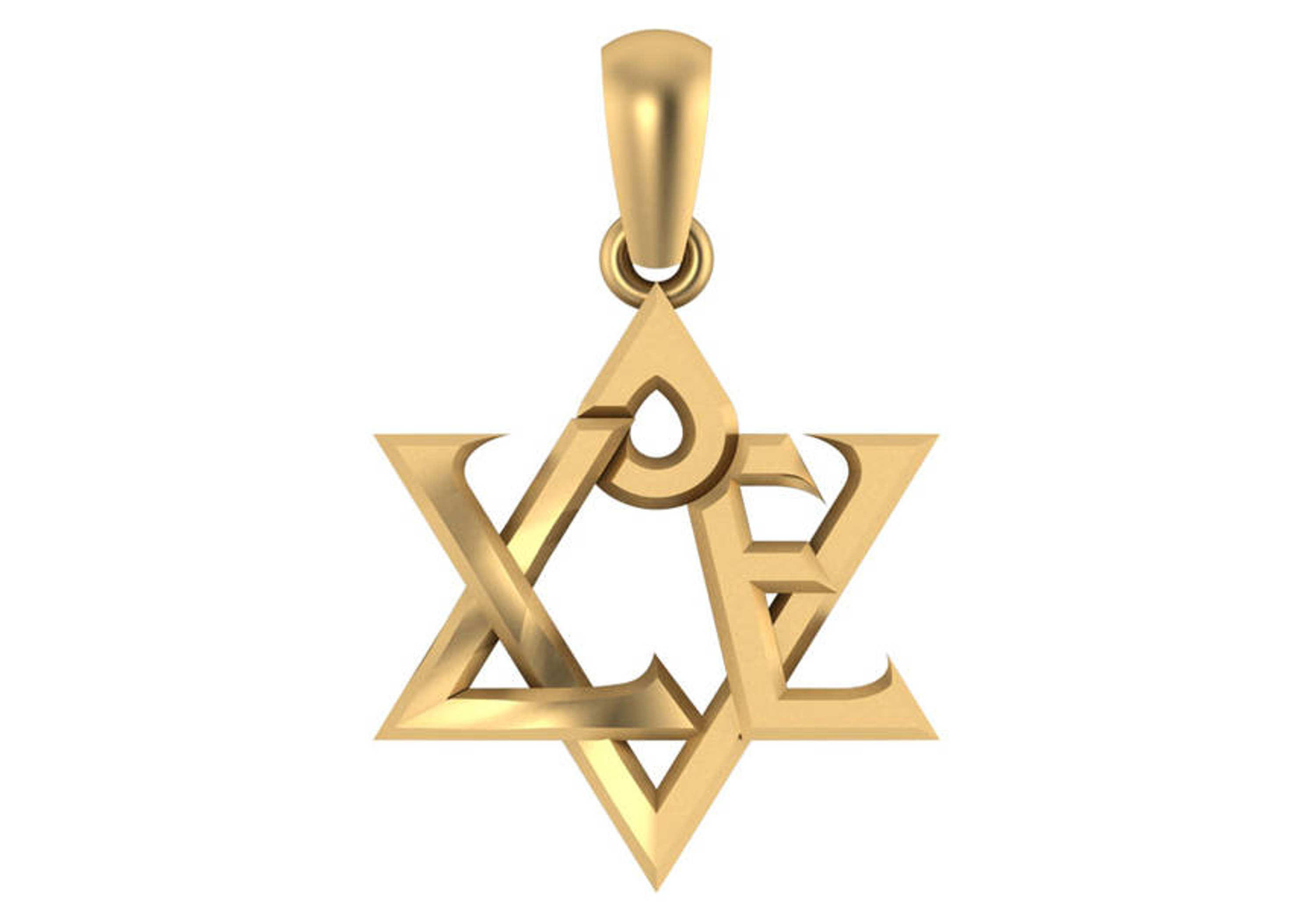 14k Gold 20mm High Polished Love Star Of David Pendant 14k Gold 20mm High Polished Love Star Of David Pendant