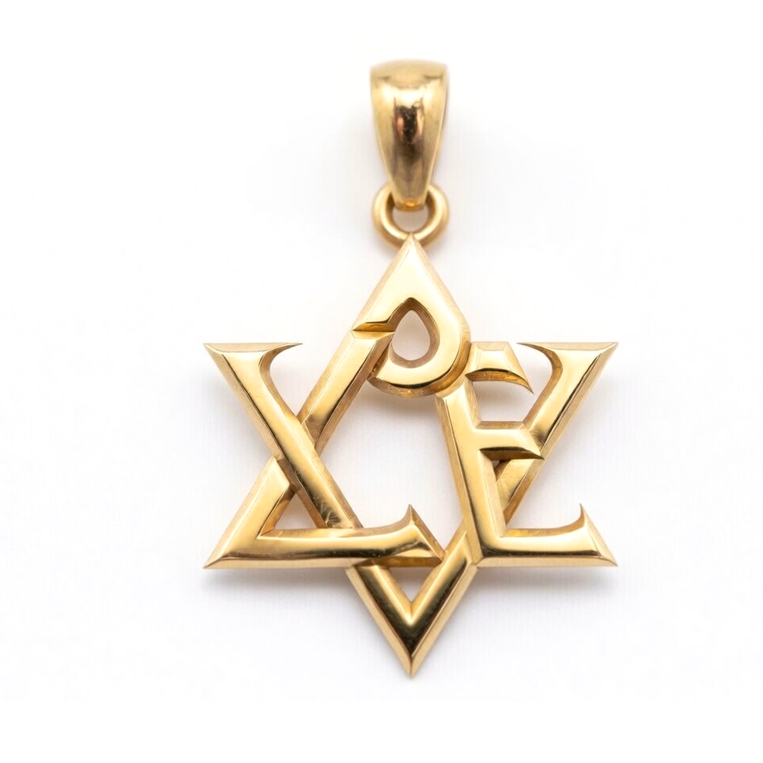 14k Gold 15.5mm High Polished Love Star Of David Pendant