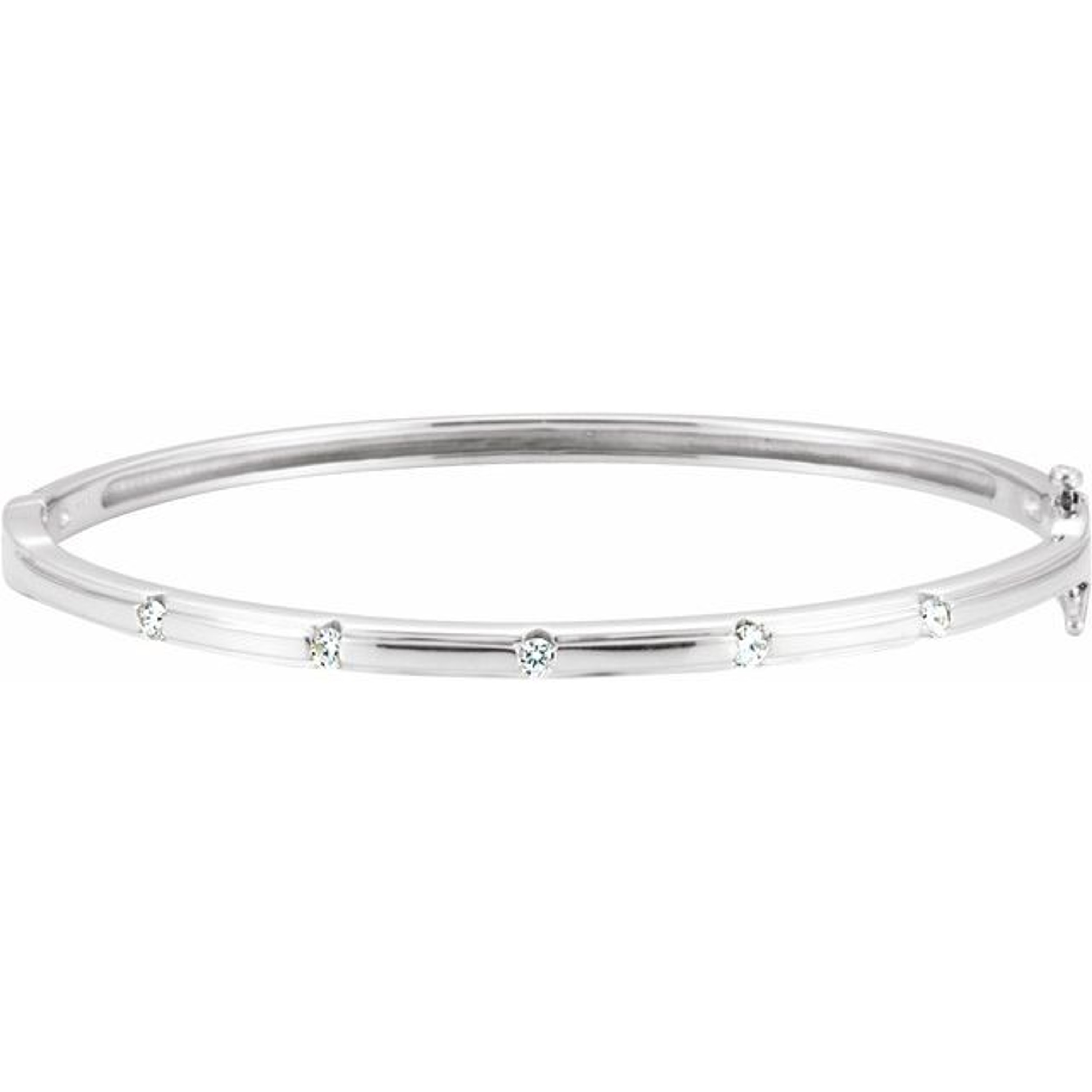 14k White Gold 3.3mm Wide High Polished Diamond Hinged Bangle 7 Inches 14k White Gold 3.3mm Wide High Polished Diamond Hinged Bangle 7 Inches