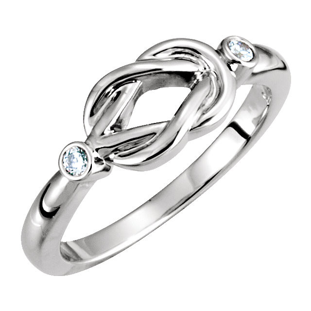 18K White Gold Diamond Love Knot Ring .06ctw